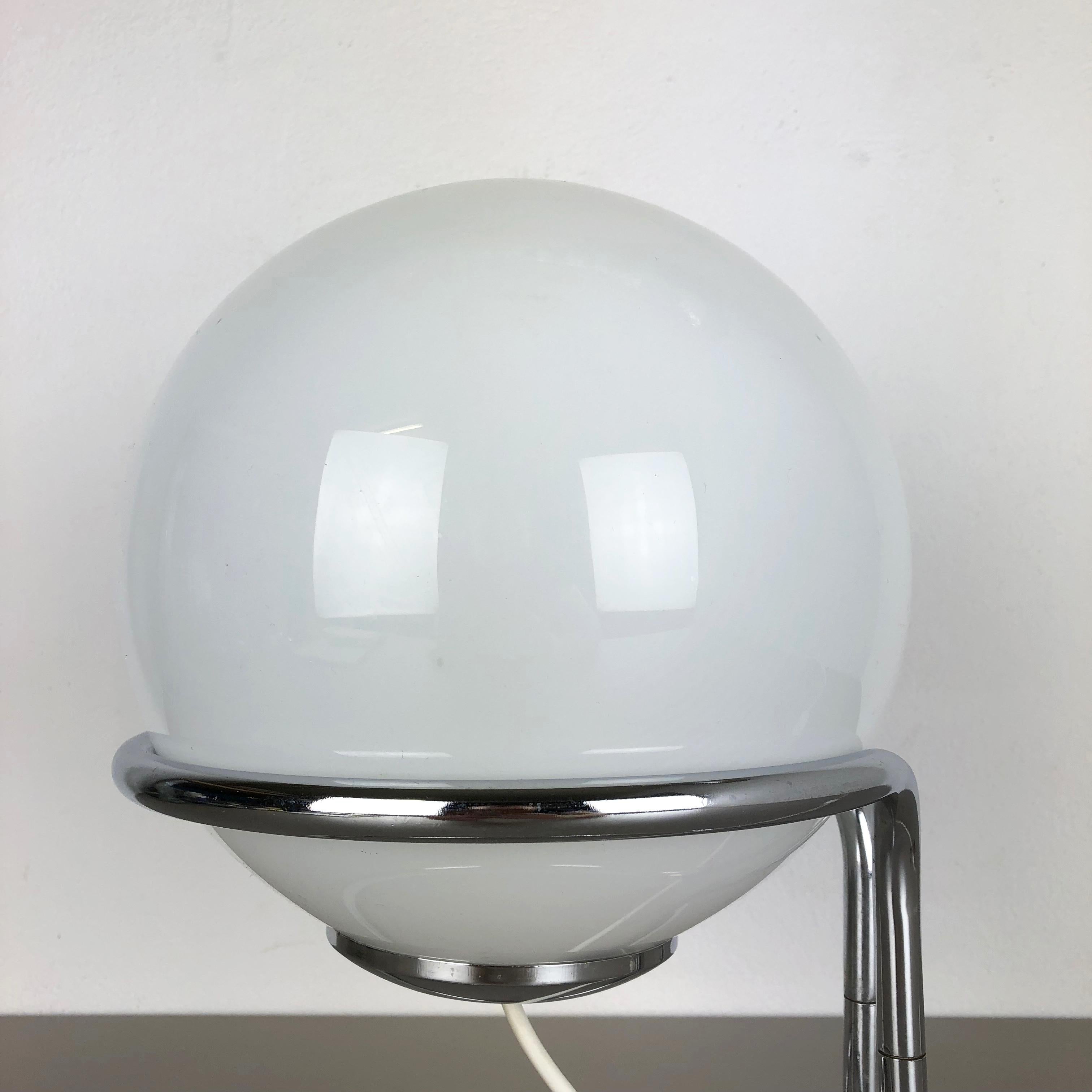 Opaline Glass Original Modernist 1960s Sputnik Chromed Table Light by Honsel Lights, Germany