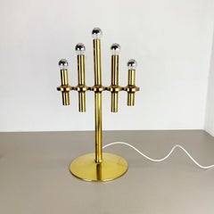 Original Modernist brass Huge Stilnovo Sciolari Style Table Light, Italy, 1970s