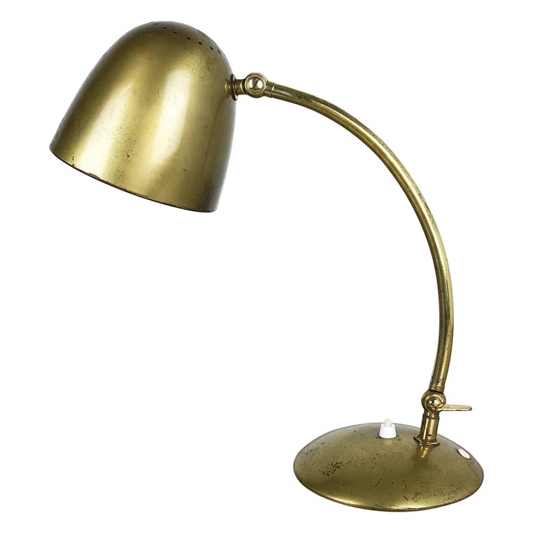 Original Modernist Brass Metal Table Light Made by Cosack Attributed, Germany For Sale