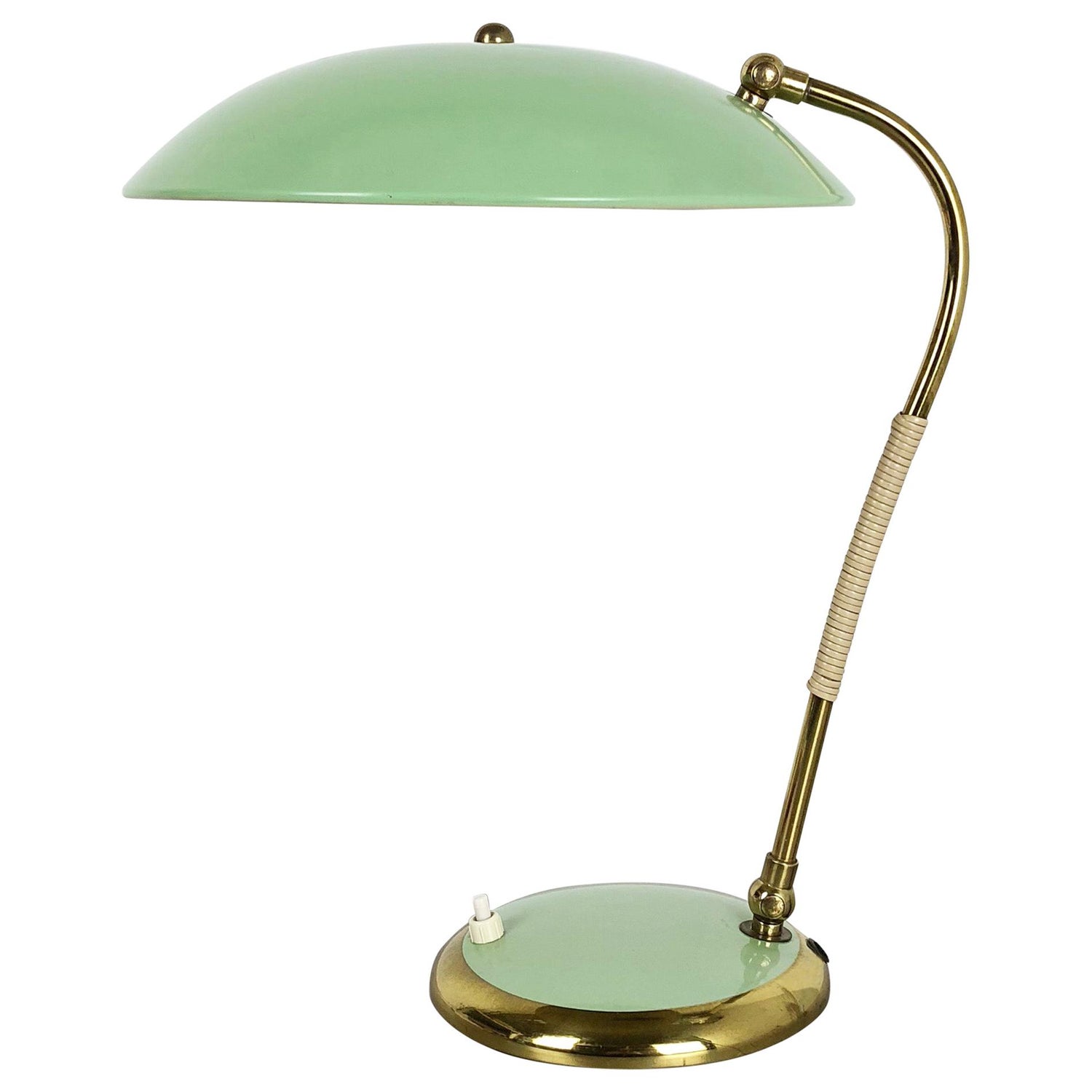 Helo, Adjustable Table Lamp, Brass, Blue-Lacquered Metal, Germany, 1950s  For Sale at 1stDibs