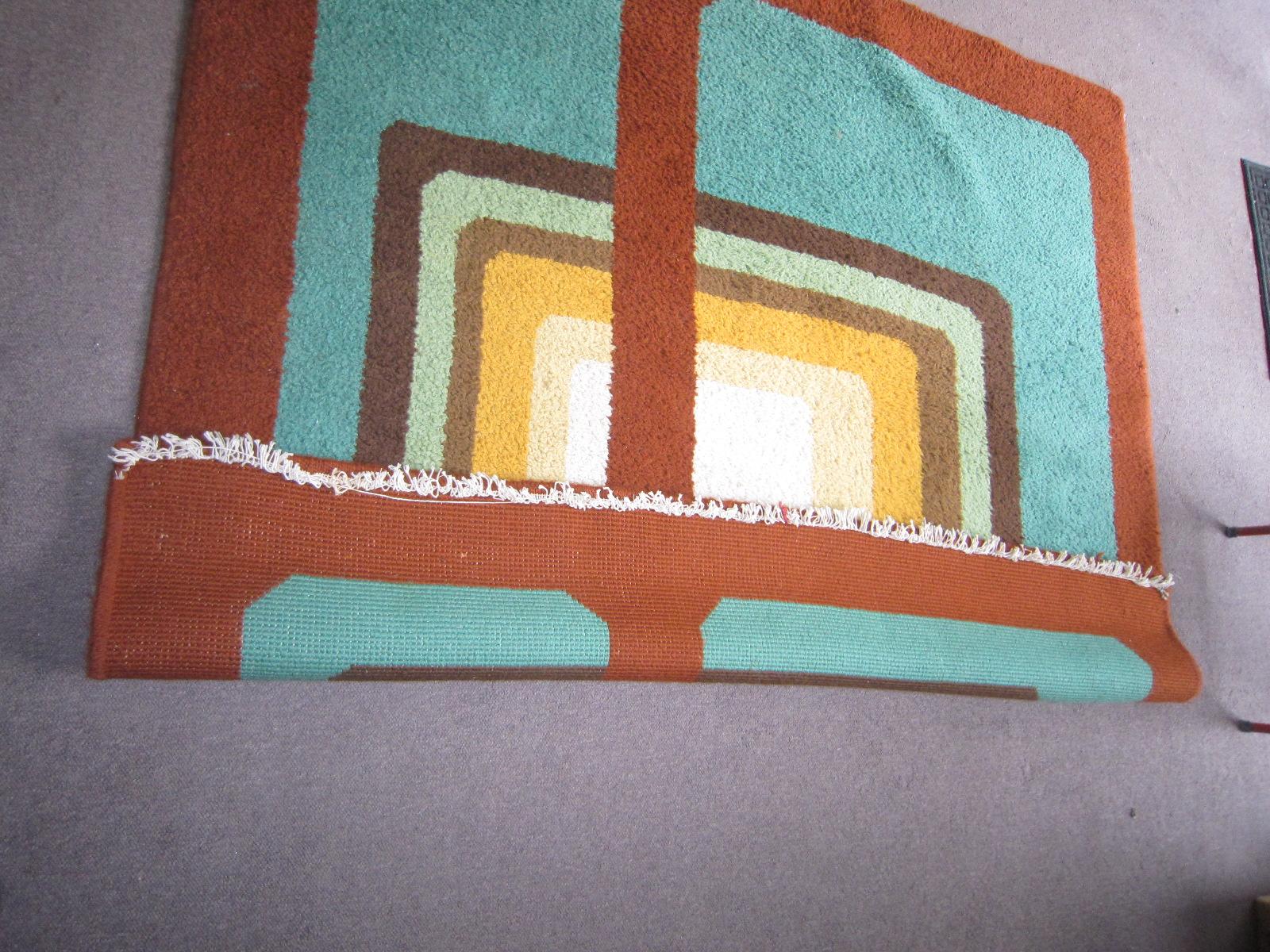 Wool Original Modernist colorful Carpet with Bold Geometric Design For Sale