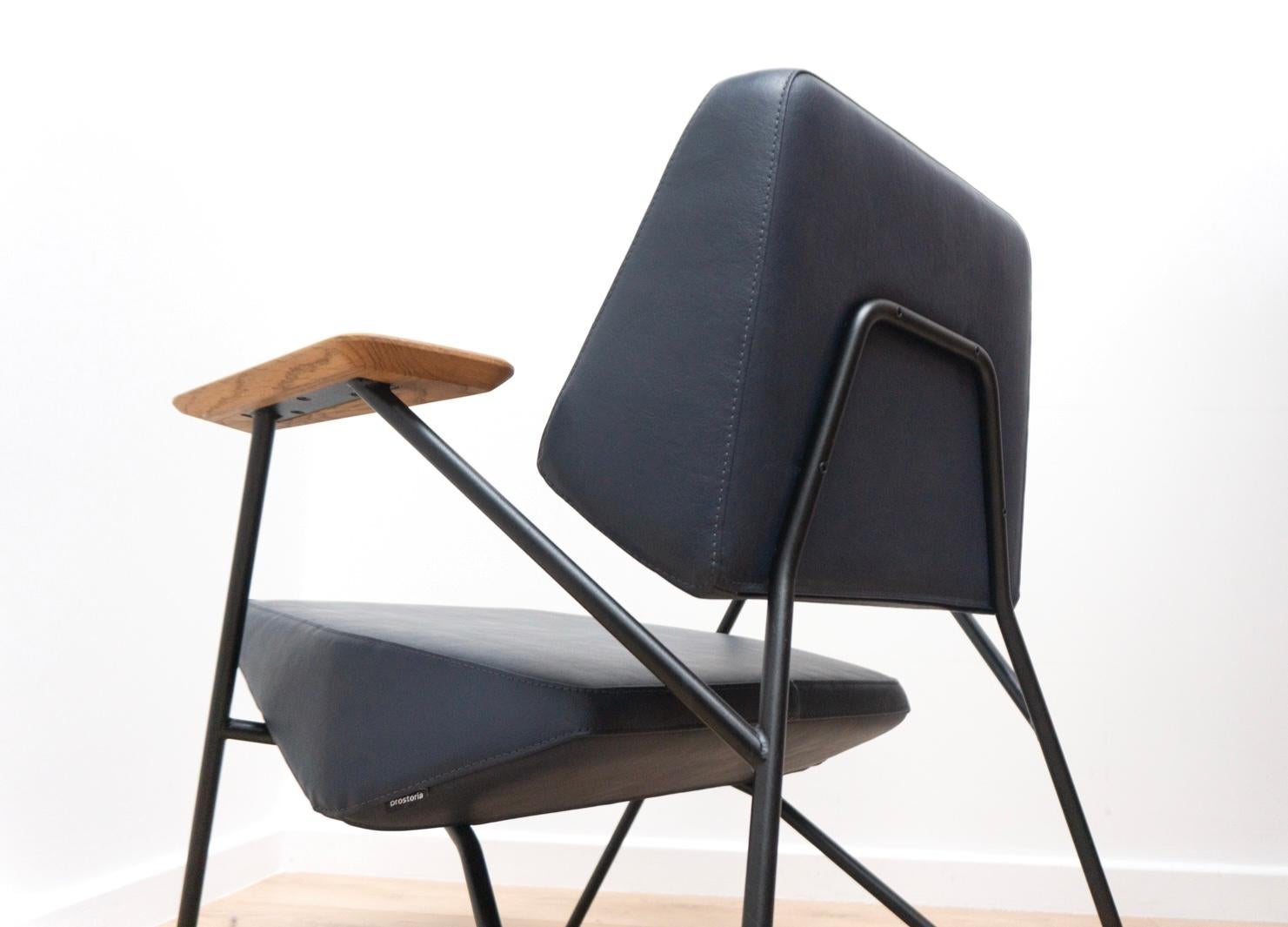 20th Century Original Modernist Leather Polygon Armchair by Prostoria For Sale