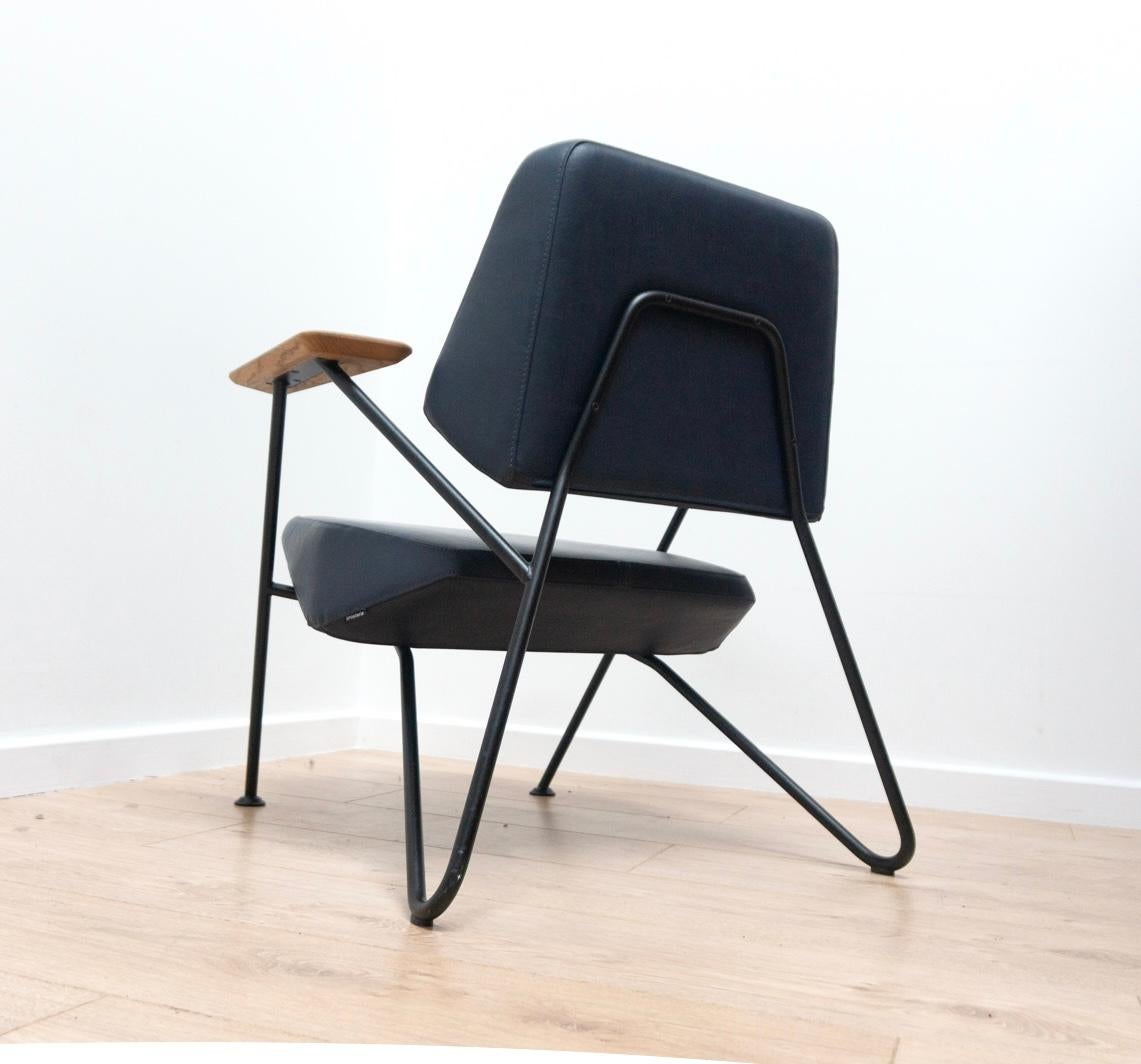 Steel Original Modernist Leather Polygon Armchair by Prostoria For Sale