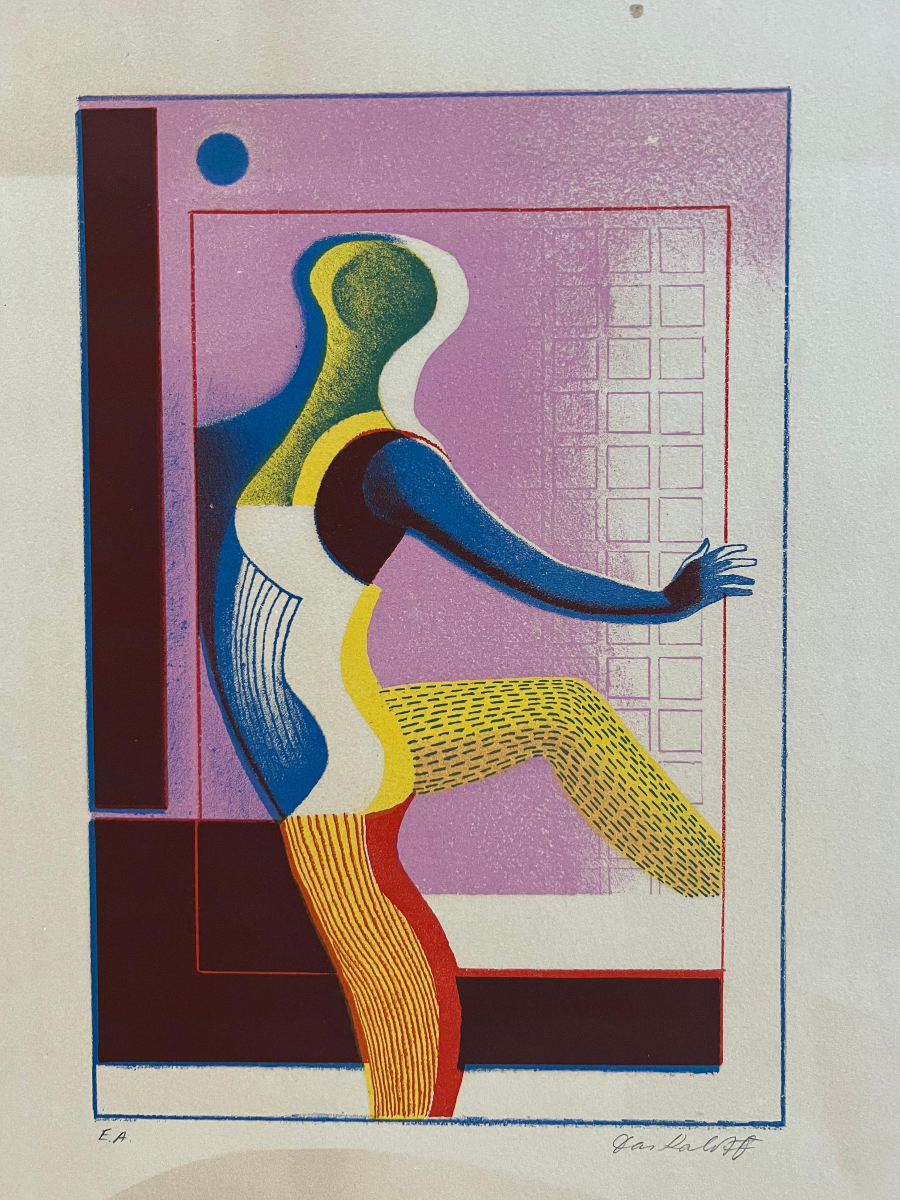 Mid-Century Modern Original Modernist Lithograph by Georgi Daskaloff, Early 1960s