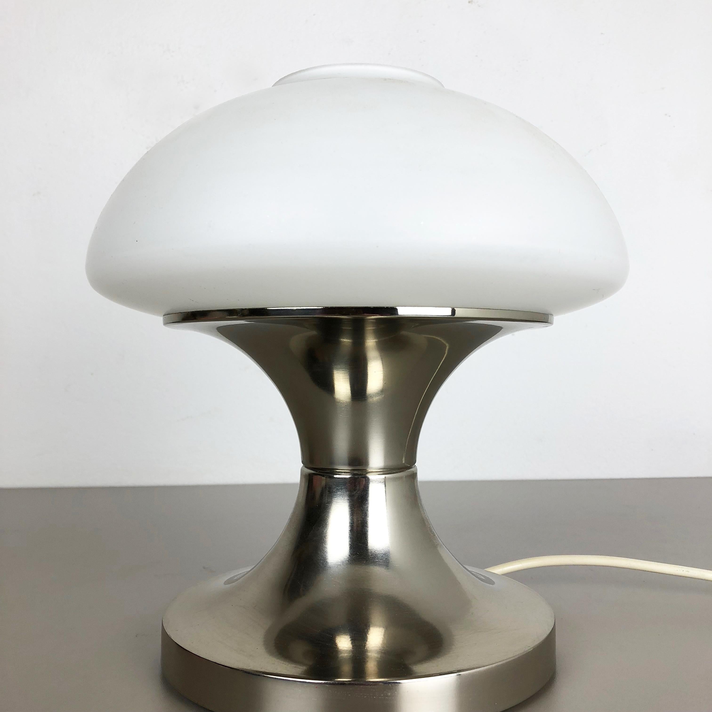Opaline Glass Original Modernist Mushroom Sputnik Table Light with Opal Shade, Italy, 1970s For Sale