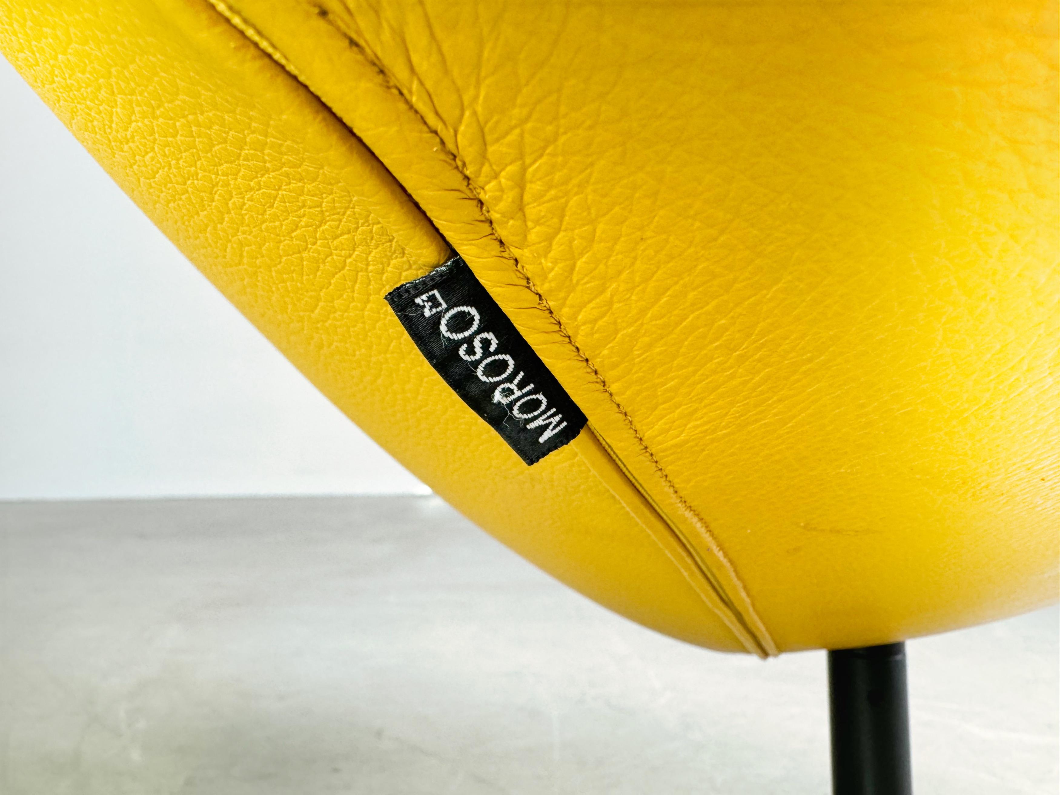 Post-Modern Original Moroso armchair leather yellow Patricia Urquiola swivel For Sale