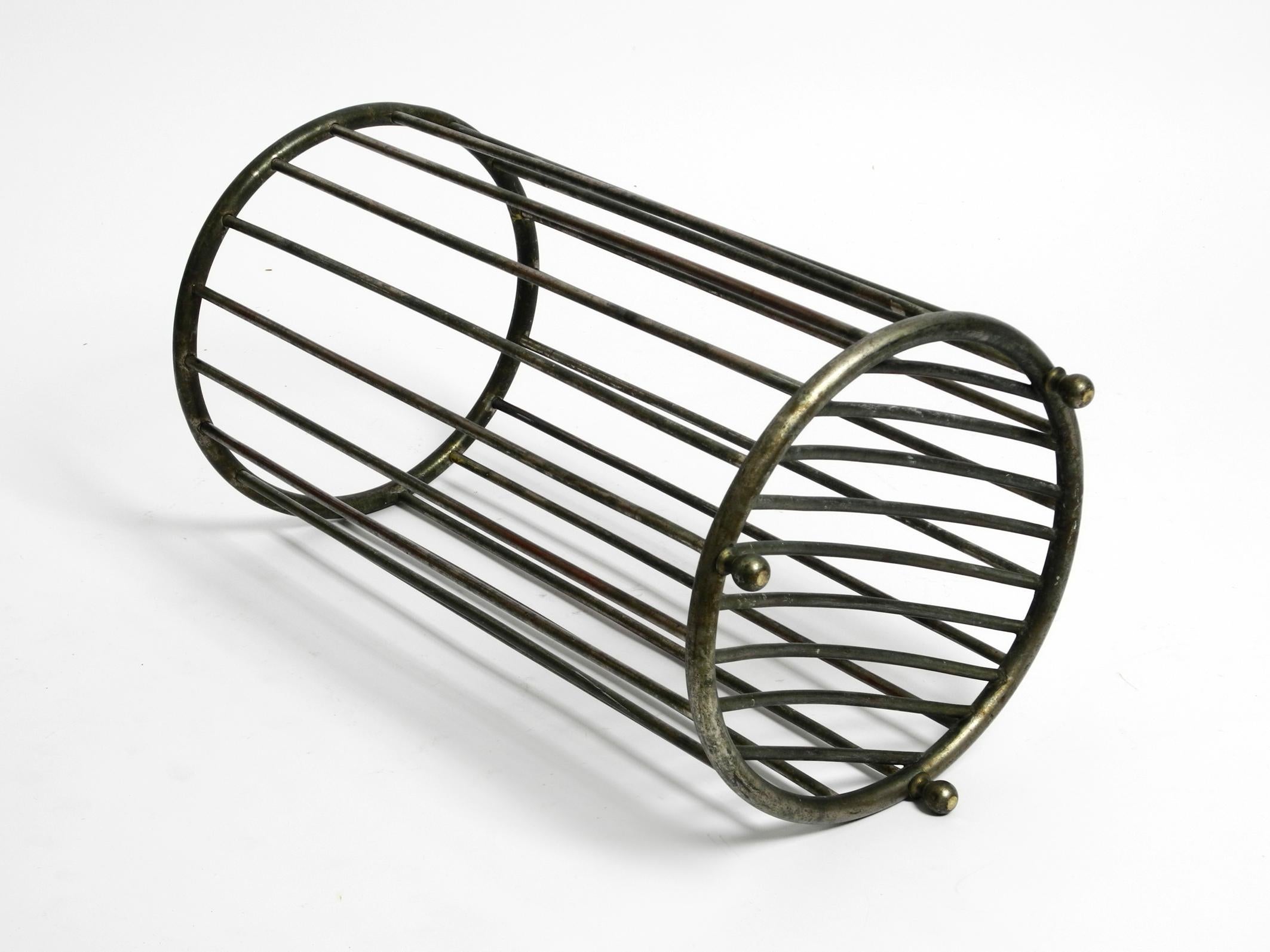 American Original Mott's Plumbing Towel Basket Made of Nickel-Plated Brass from the 1910s