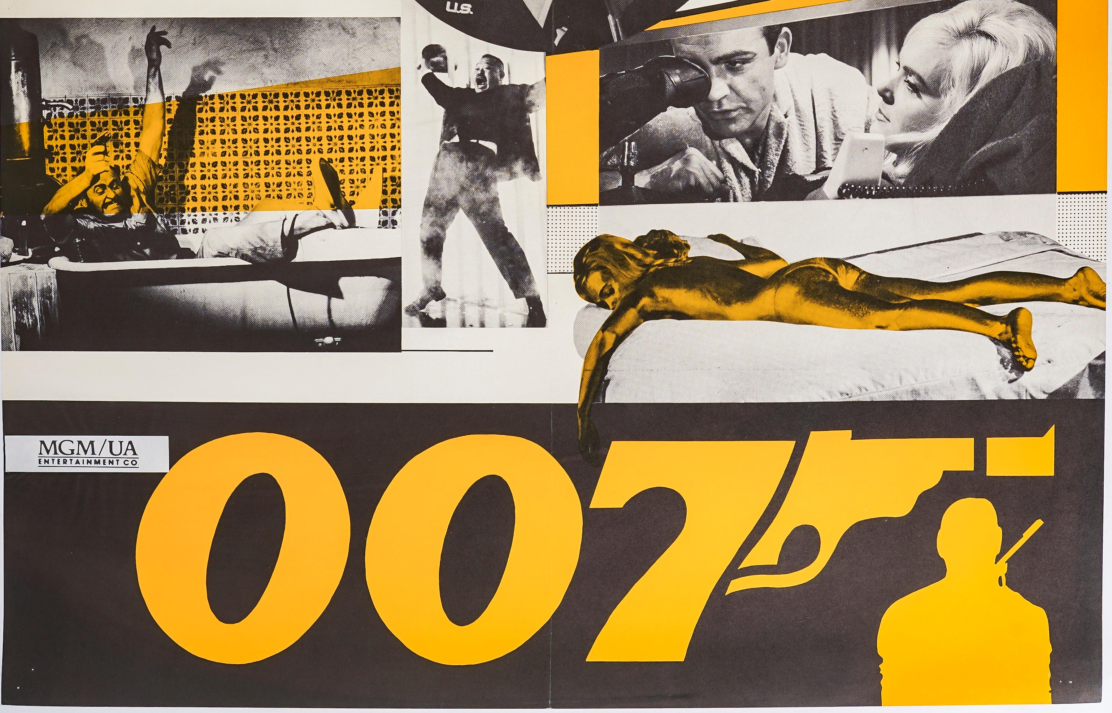 Belgian Original Movie Poster, 007 James Bond, Goldfinger, Sean Connery, Gun, 1980 For Sale