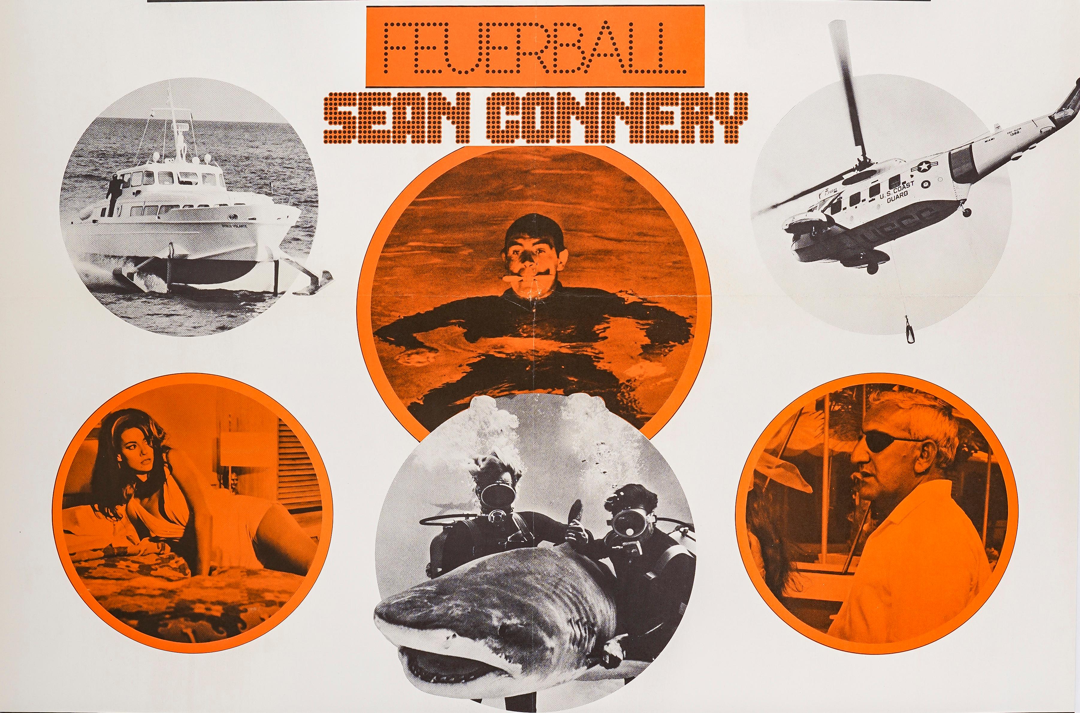 Mid-Century Modern Original Movie Poster, 007 James Bond, Thunder ball, Sean Connery Submarine 1980 For Sale