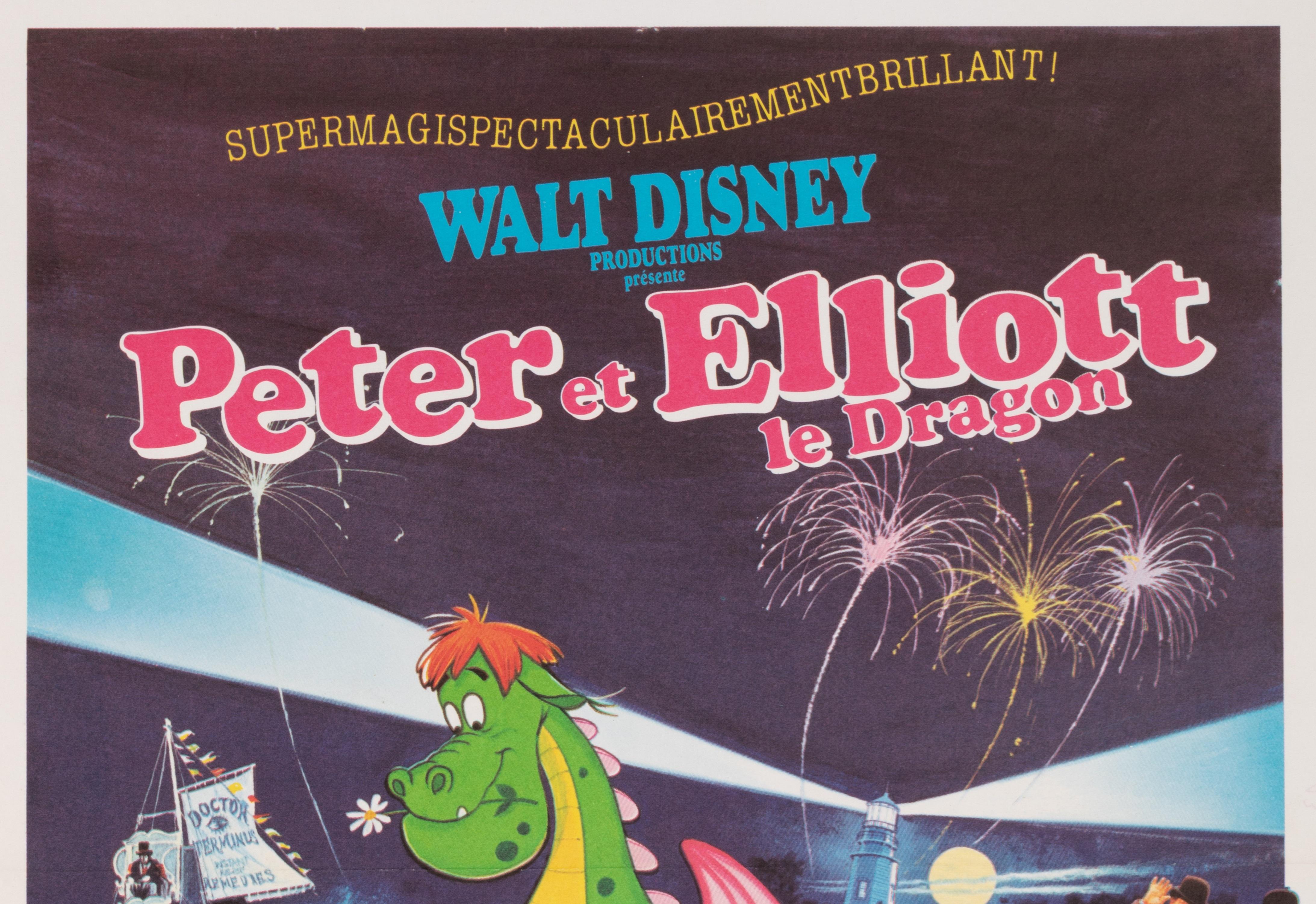 Walt Disney-Plakat für die Werbung für den Zeichentrickfilm Peter und Elliotts. 

Künstler: Anonym
Titel: Peter und Elliott - Der Drache
Datum: ca. 1980
Größe (B x H): 15,7 x 21,7 in / 40 x 55 cm
Druckerei: Ets St martin Imp, 92 Asnieres
MATERIALIEN