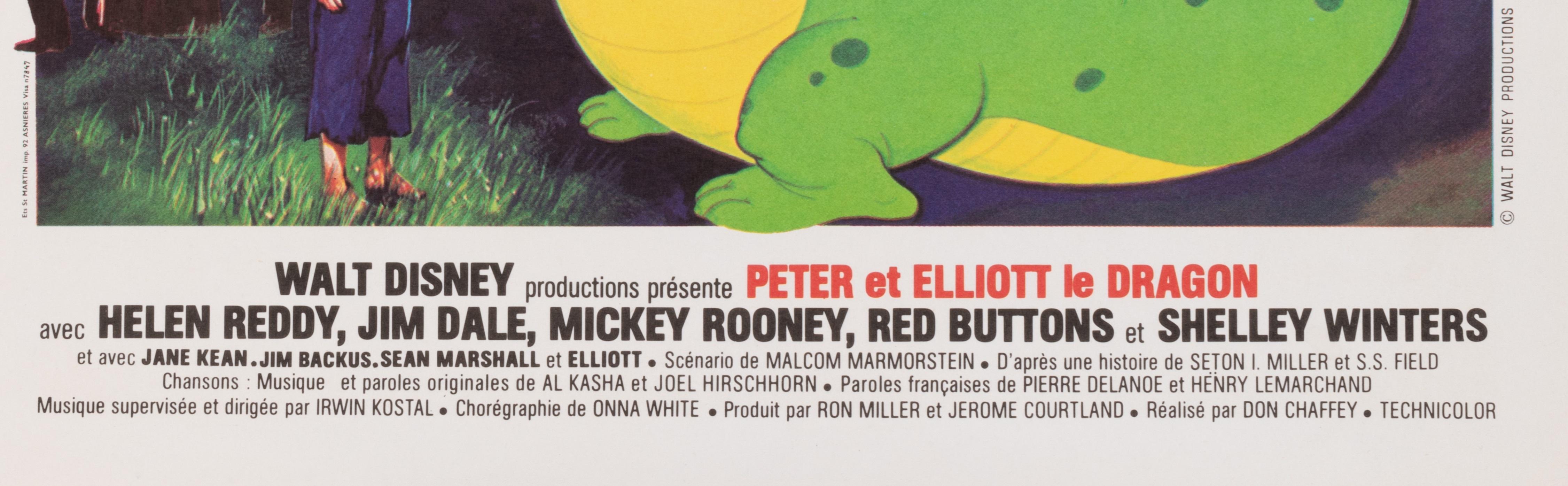 French Original Movie Poster, Peter and Elliott Dragon, Walt Disney, Cartoon Child 1980 For Sale