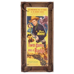 Vintage Original Movie Poster with Actor Wayne Morris in Rustic Frame with Horse Shoes