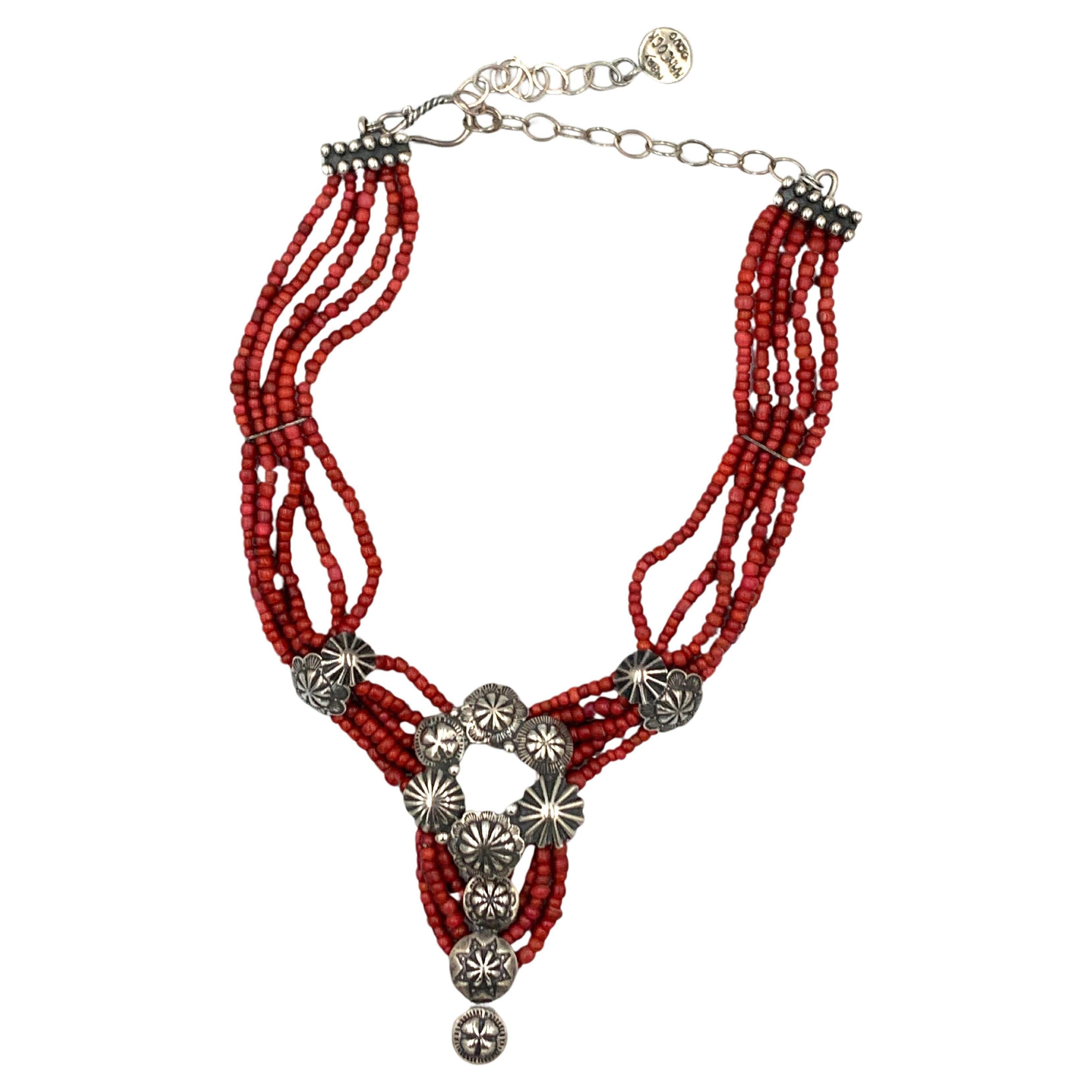 Nativo americano Collana/Choker originale Mummy's Bundle di Doug e Mary Hancock C985a.s in vendita