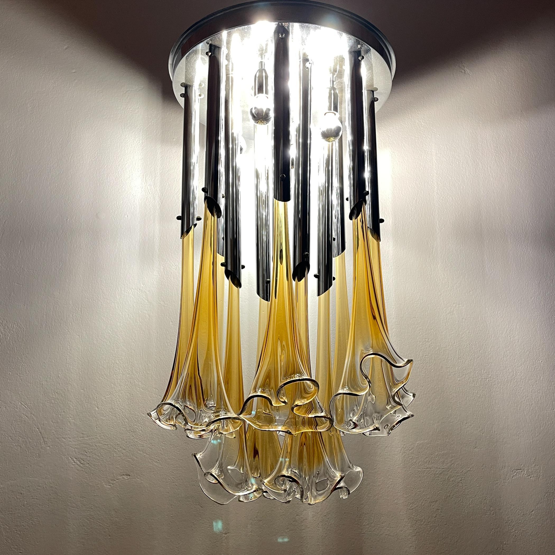 Lampadario originale di Murano Calla Lily di Venini, Italia anni '60 in vendita 6