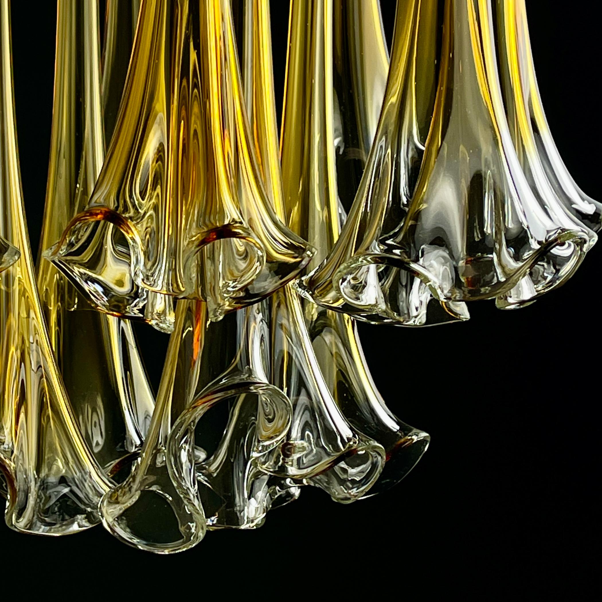 Metallo Lampadario originale di Murano Calla Lily di Venini, Italia anni '60 in vendita