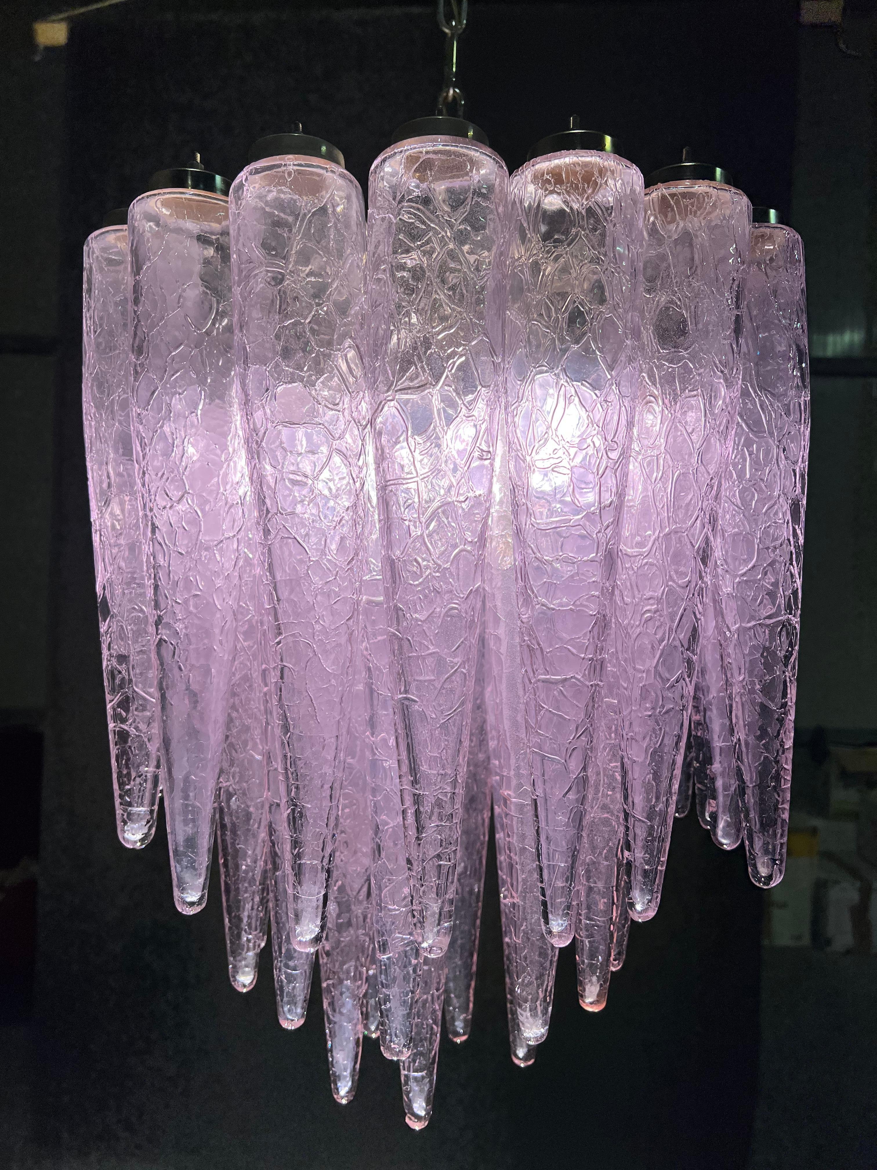 Original Murano Fuxia Glass Chandelier, 1980 5