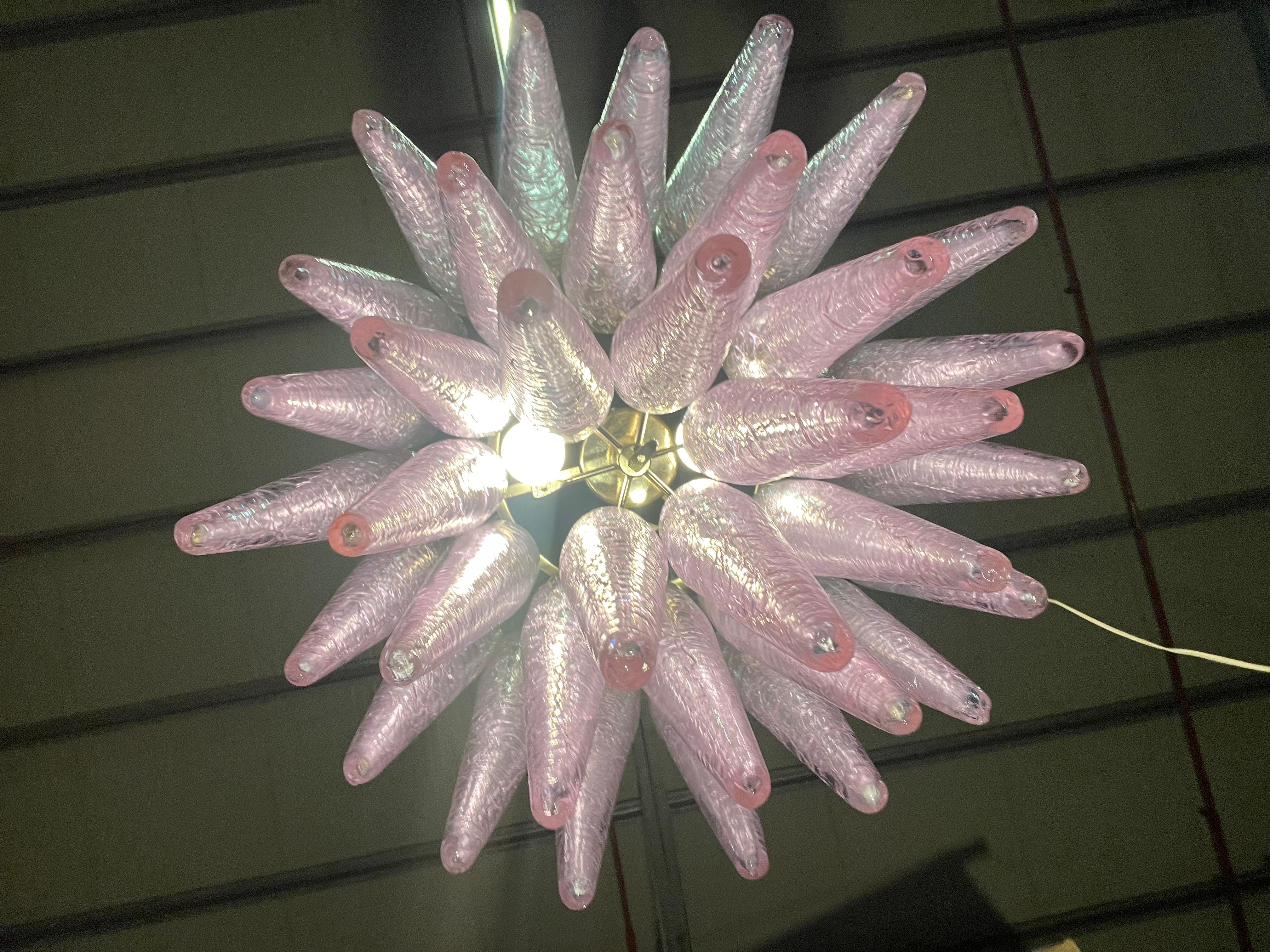 Original Murano Fuxia Glass Chandelier, 1980 8