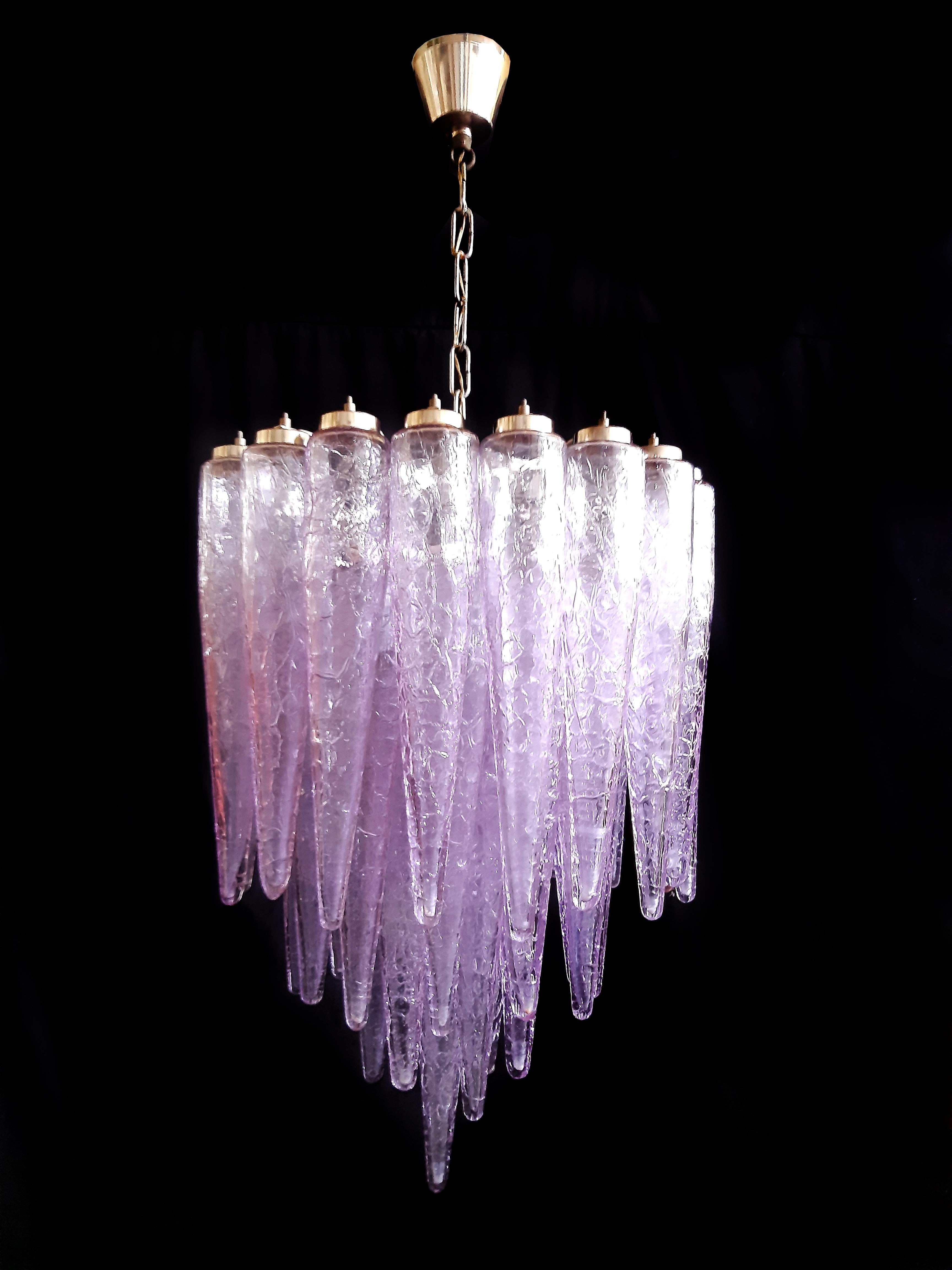 Original Murano Fuxia Glass Chandelier, 1980 In Excellent Condition In Budapest, HU