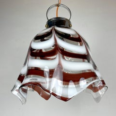 Original Murano Glass Brown Pendant Lamp Fazzoletto by AV Mazzega Italy 1970s