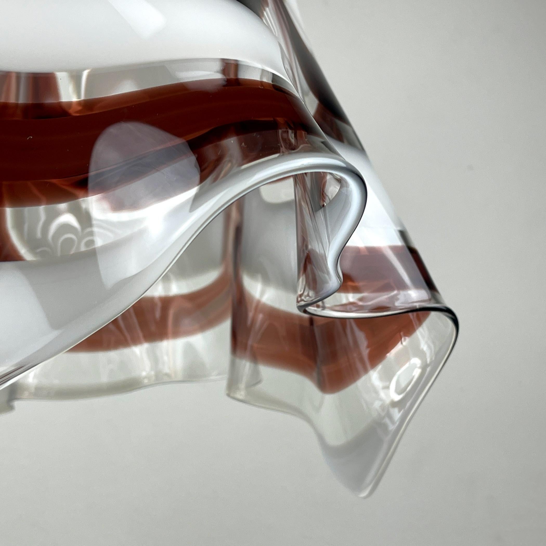 Original Murano Glass Brown Pendant Lamp Fazzoletto by AV Mazzega Italy 1970s For Sale 2