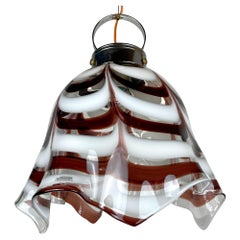 Original Murano Glass Brown Pendant Lamp Fazzoletto by AV Mazzega Italy 1970s 