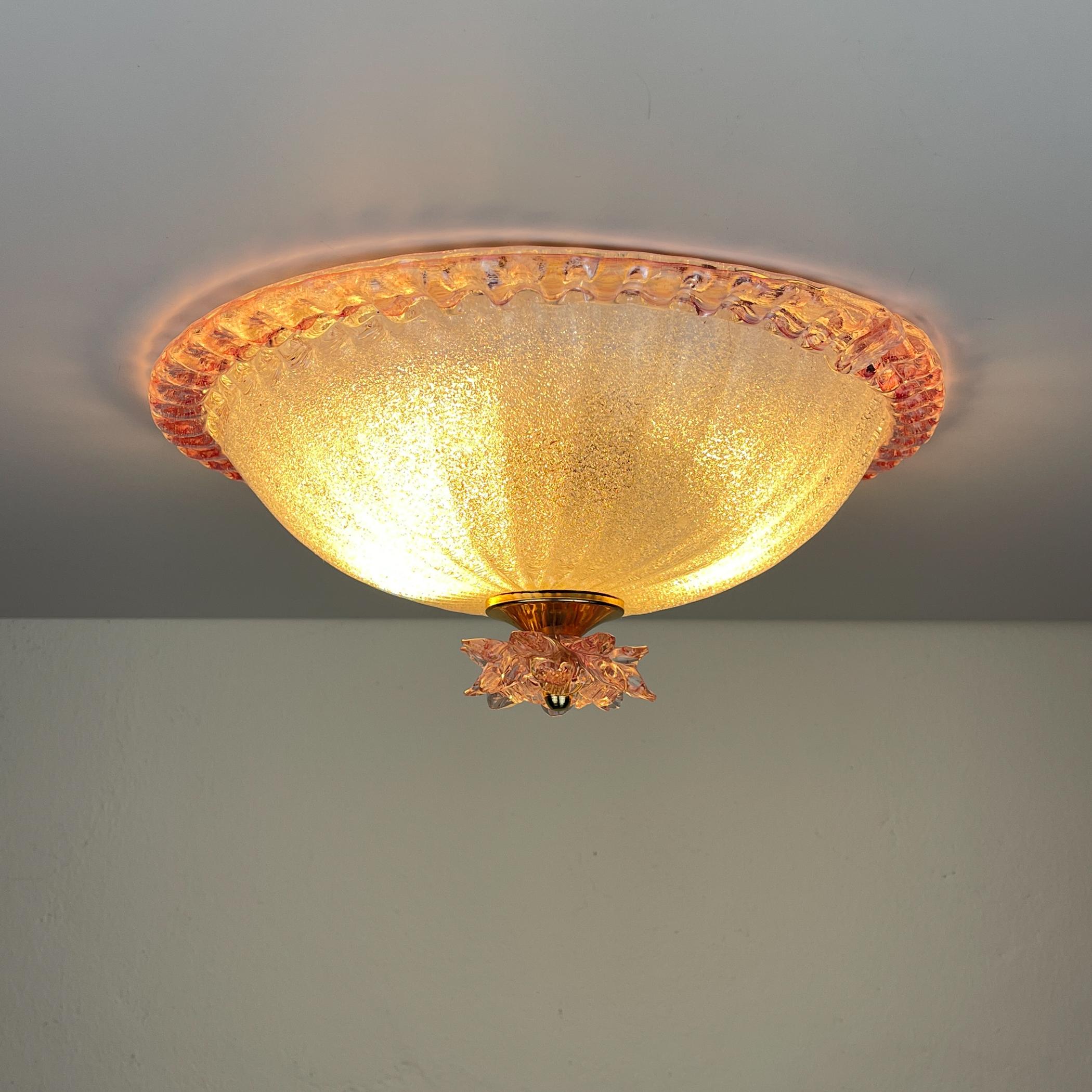 Mid-Century moderno Lampada da soffitto originale in vetro di Murano, Italia anni '90 in vendita