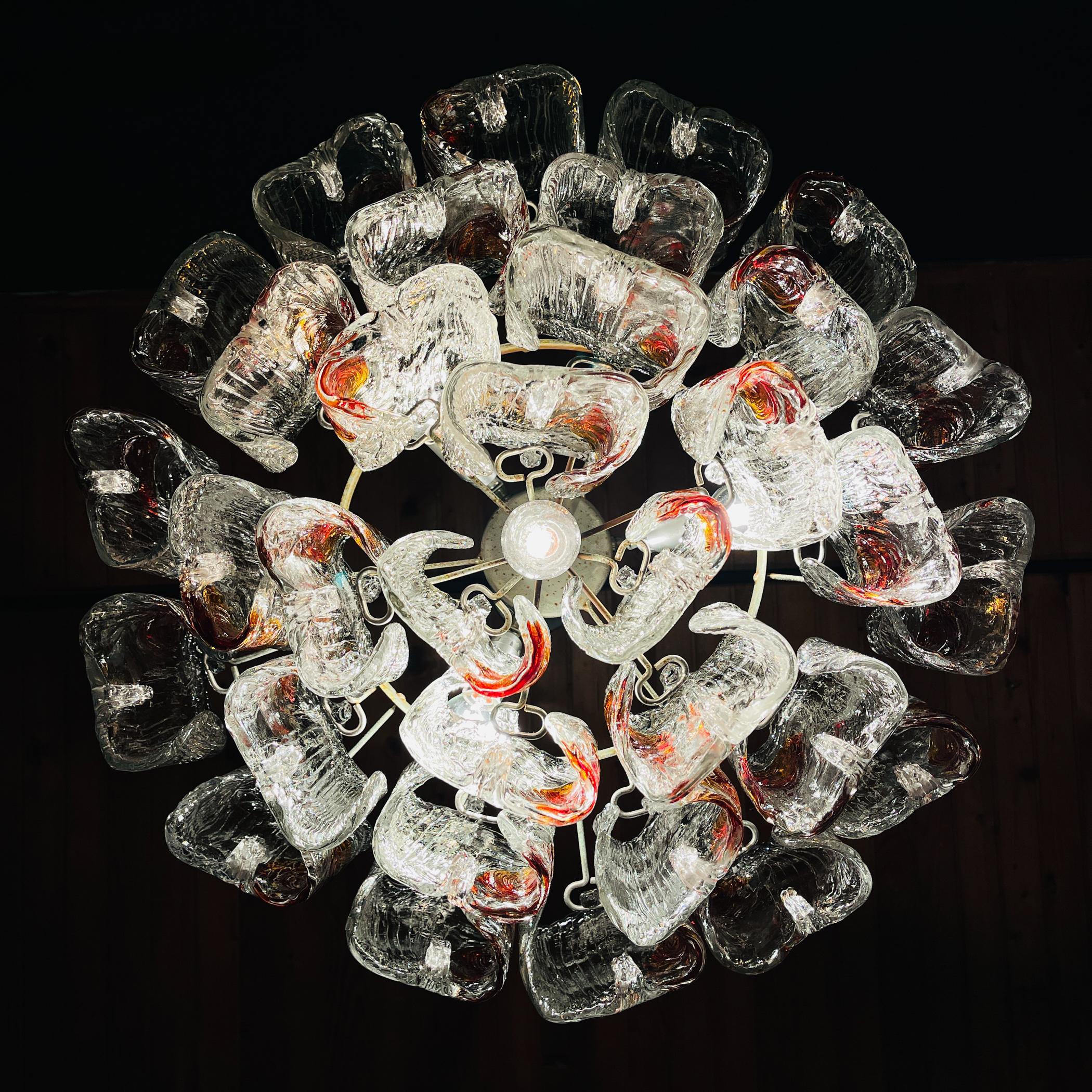 Mid-Century Modern Original Murano glass chandelier mod. 5561 by Mazzega, Italy, 1960s For Sale