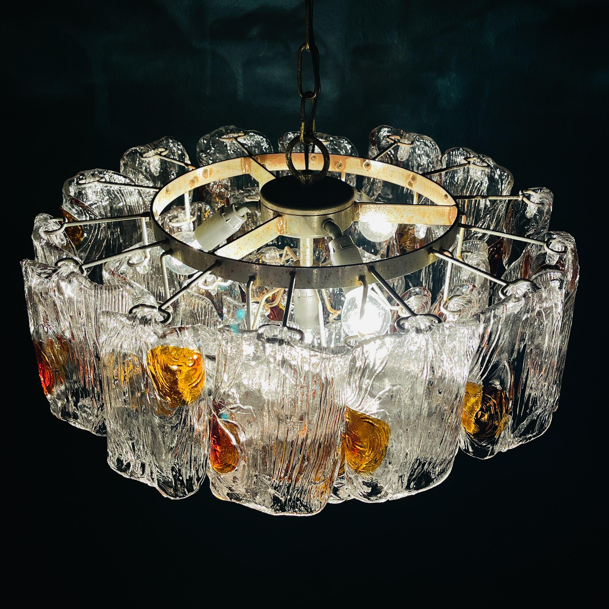 Italian Original Murano glass chandelier mod. 5561 by Mazzega, Italy, 1960s For Sale