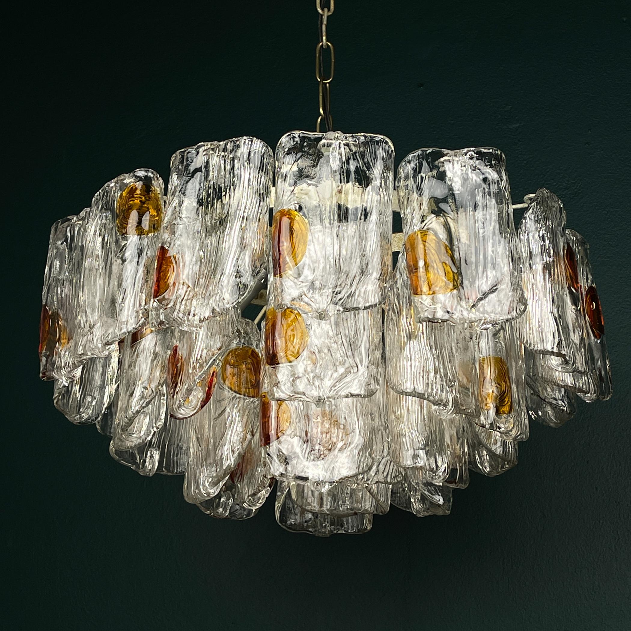 Original Murano glass chandelier mod. 5561 by Mazzega, Italy, 1960s In Good Condition For Sale In Miklavž Pri Taboru, SI