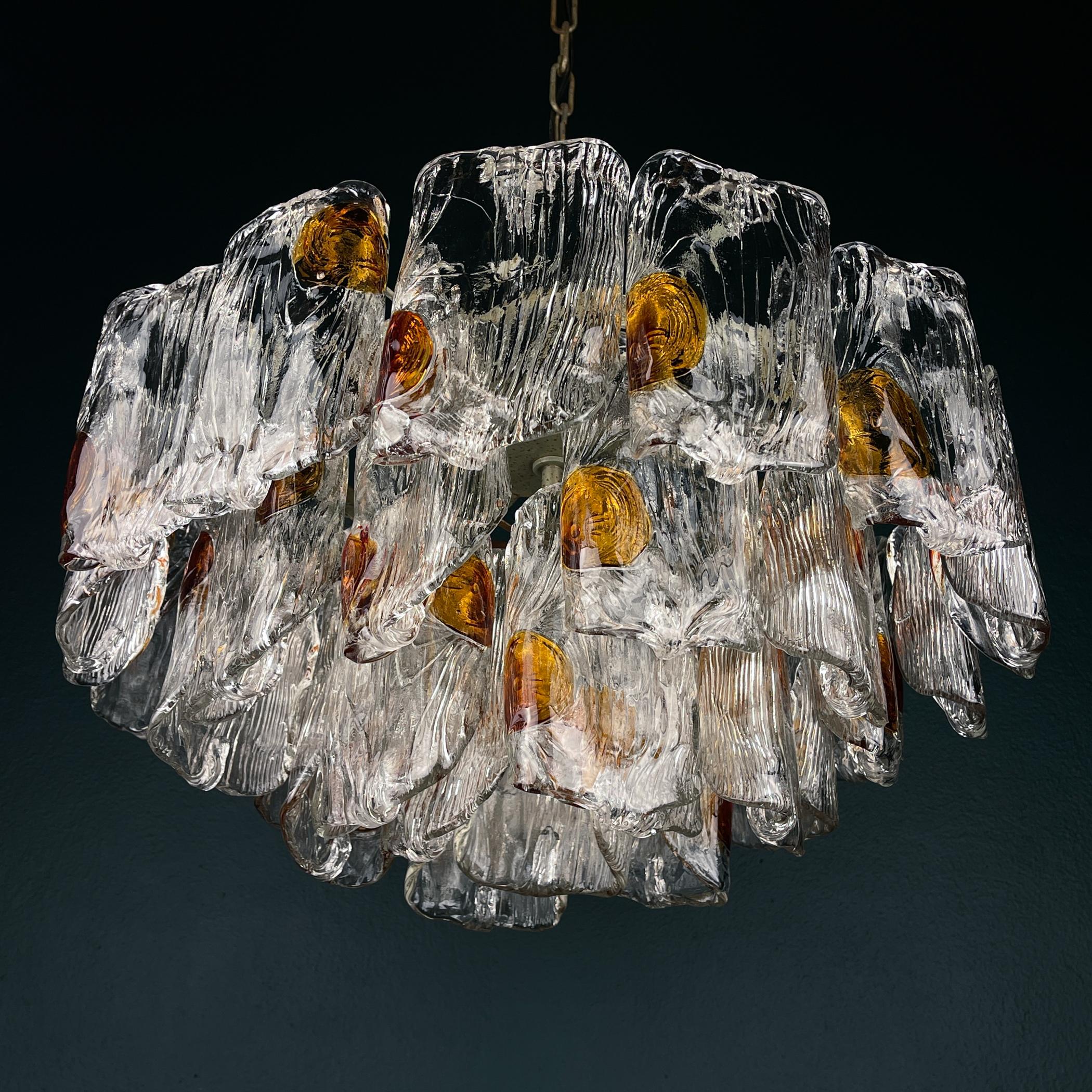 20th Century Original Murano glass chandelier mod. 5561 by Mazzega, Italy, 1960s For Sale