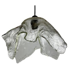 Original Murano Glass Pendant Lamp Fazzoletto by AV Mazzega Italy 1950s