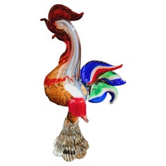 Vintage Genuine Murano Glass large Rooster with Original Sticker