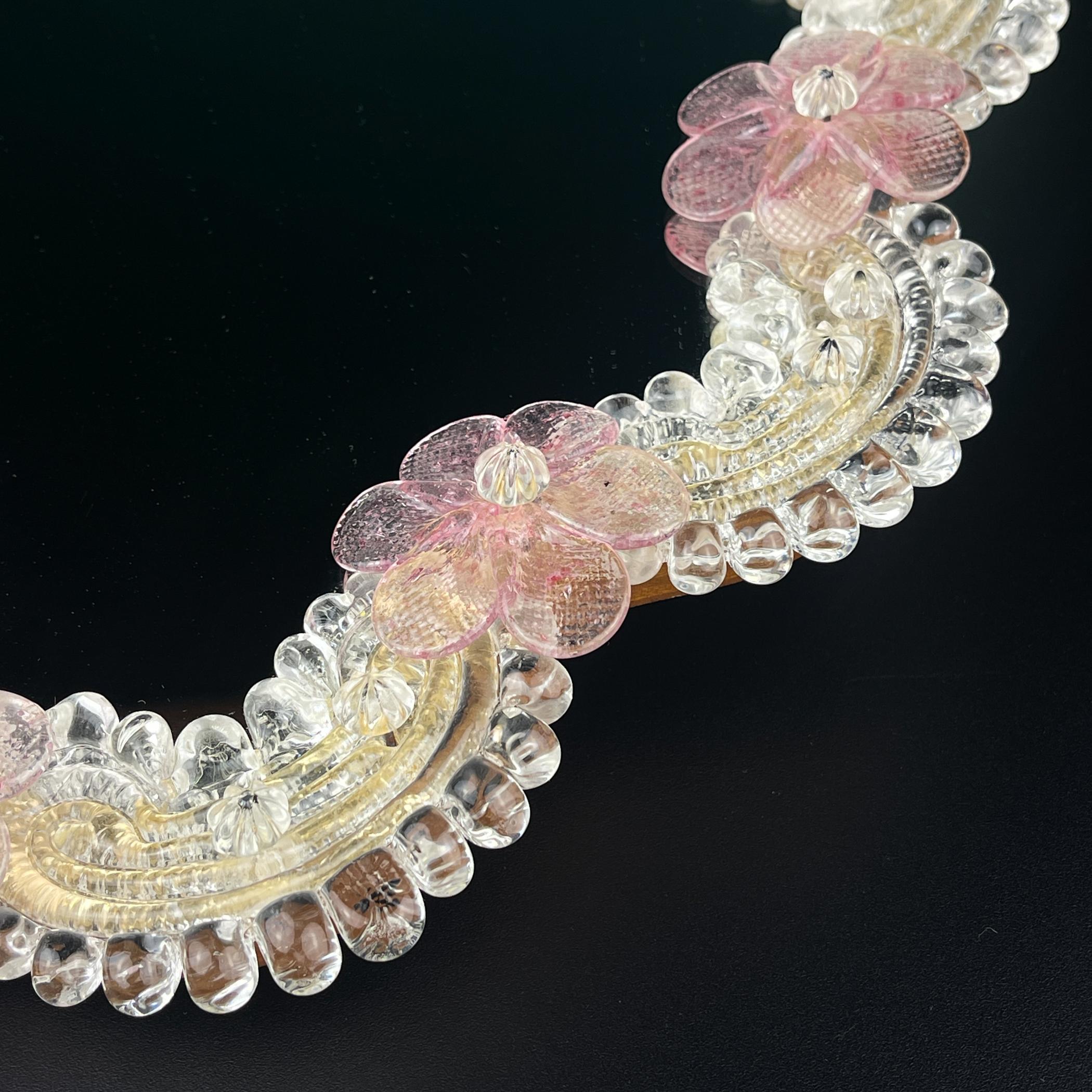 Vetro di Murano Specchio da parete originale in vetro di Murano, Italia anni '50
