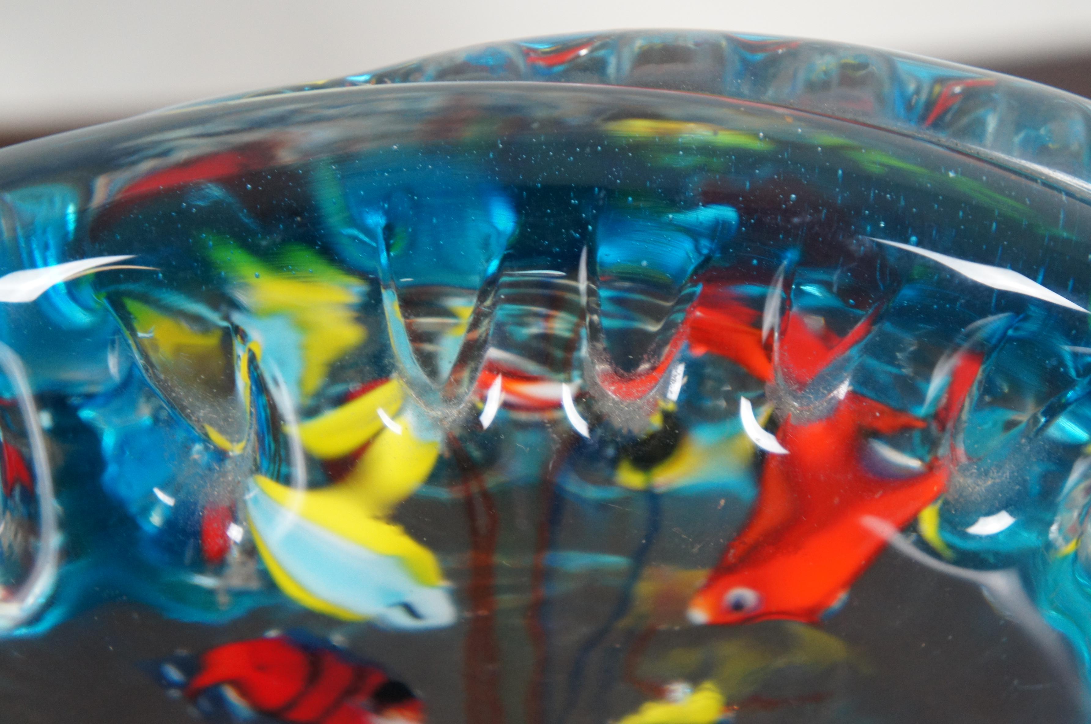 Original Murano Hand Blown Italian Art Glass Aquarium Fish Bowl Paperweight 3