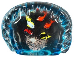 Original Murano Hand Blown Italian Art Glass Aquarium Fish Bowl Paperweight