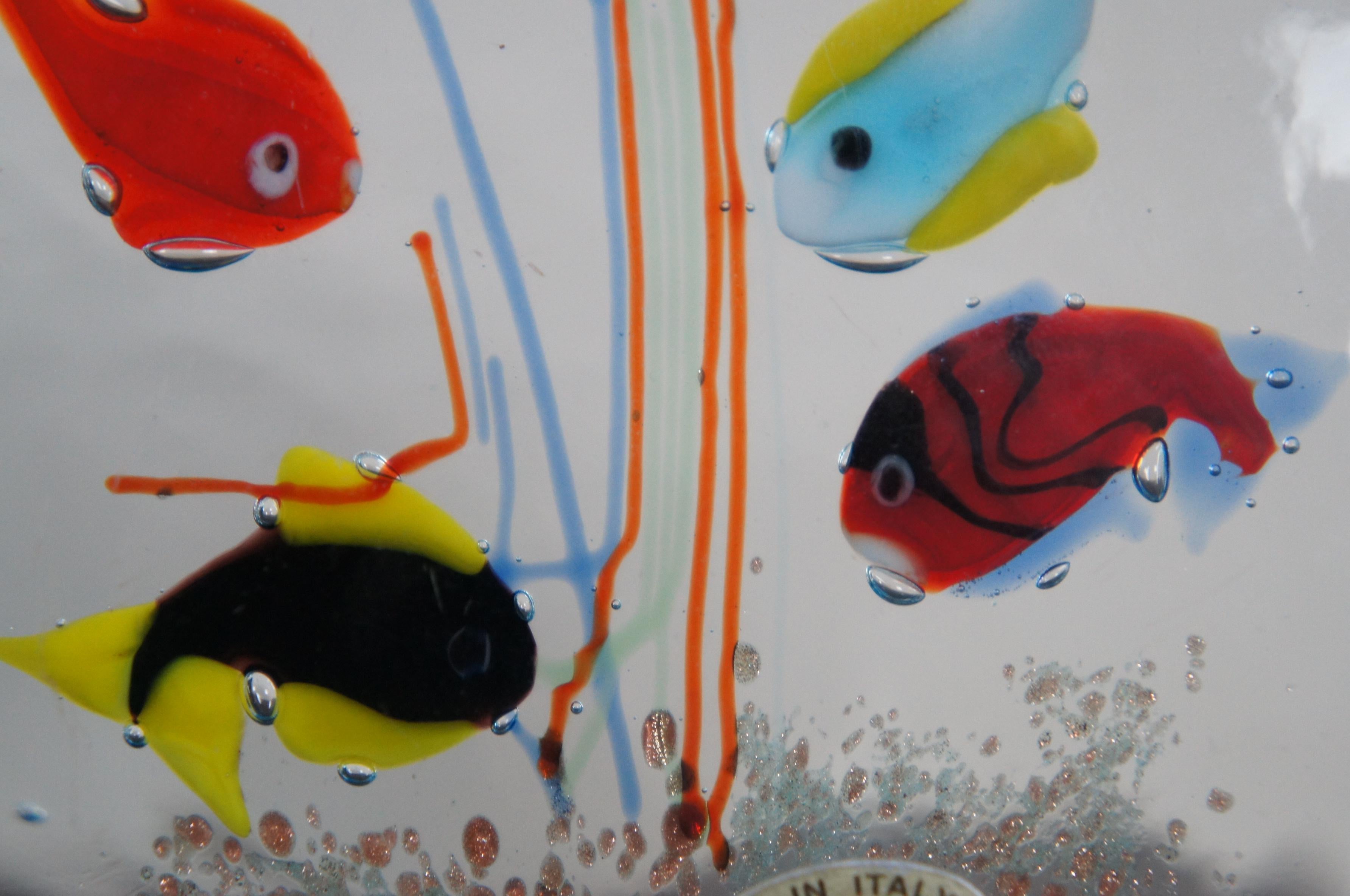 Murano Glass Original Murano Hand Blown Italian Art Glass Aquarium Fish Bowl Paperweight