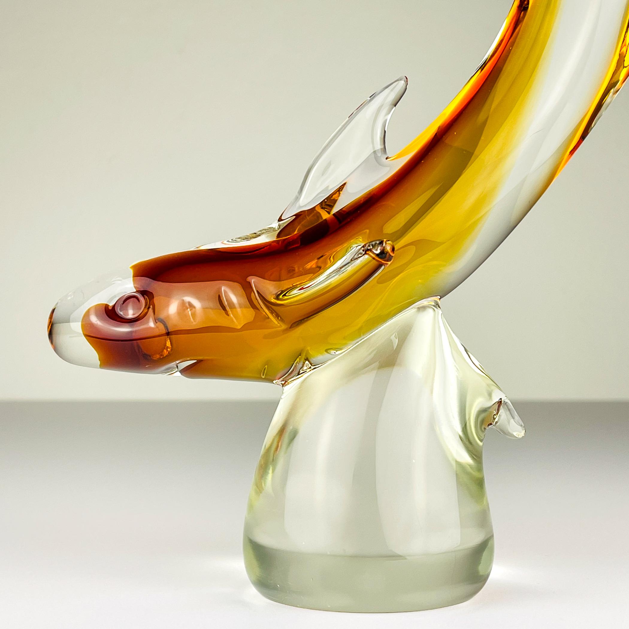 Mid-Century Modern Original murano sculpture Shark by Michele Rossetto, Italy 1979 For Sale