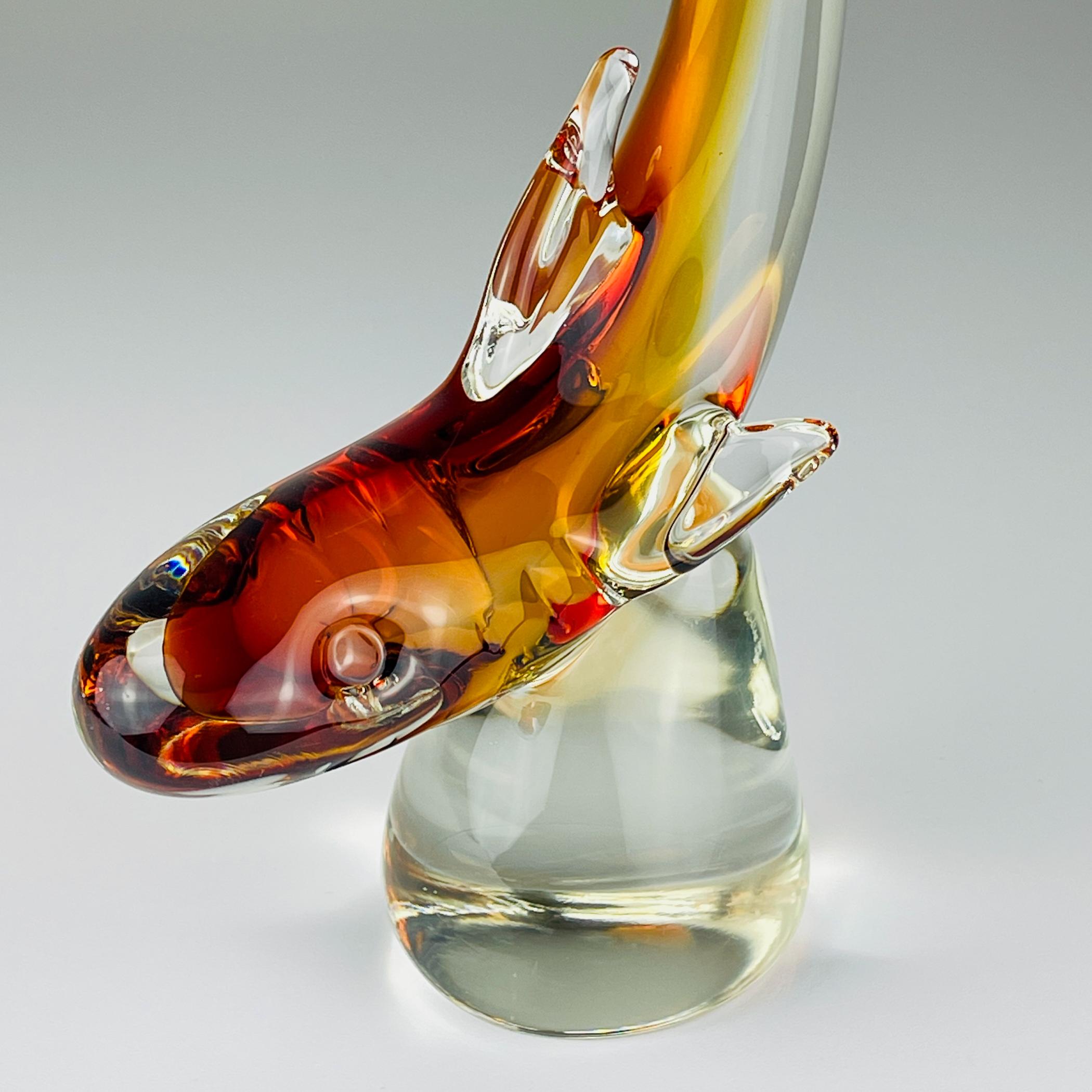 Original murano sculpture Shark by Michele Rossetto, Italy 1979 In Good Condition For Sale In Miklavž Pri Taboru, SI