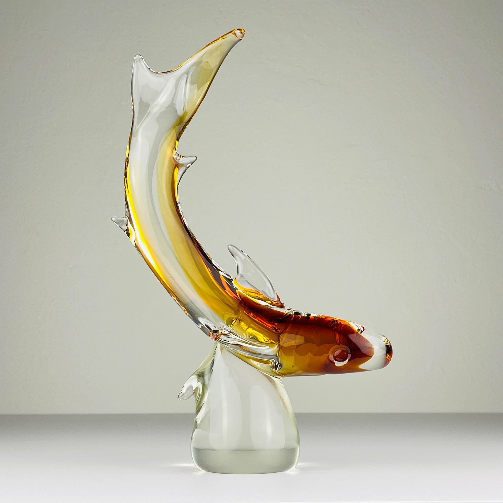 20th Century Original murano sculpture Shark by Michele Rossetto, Italy 1979 For Sale