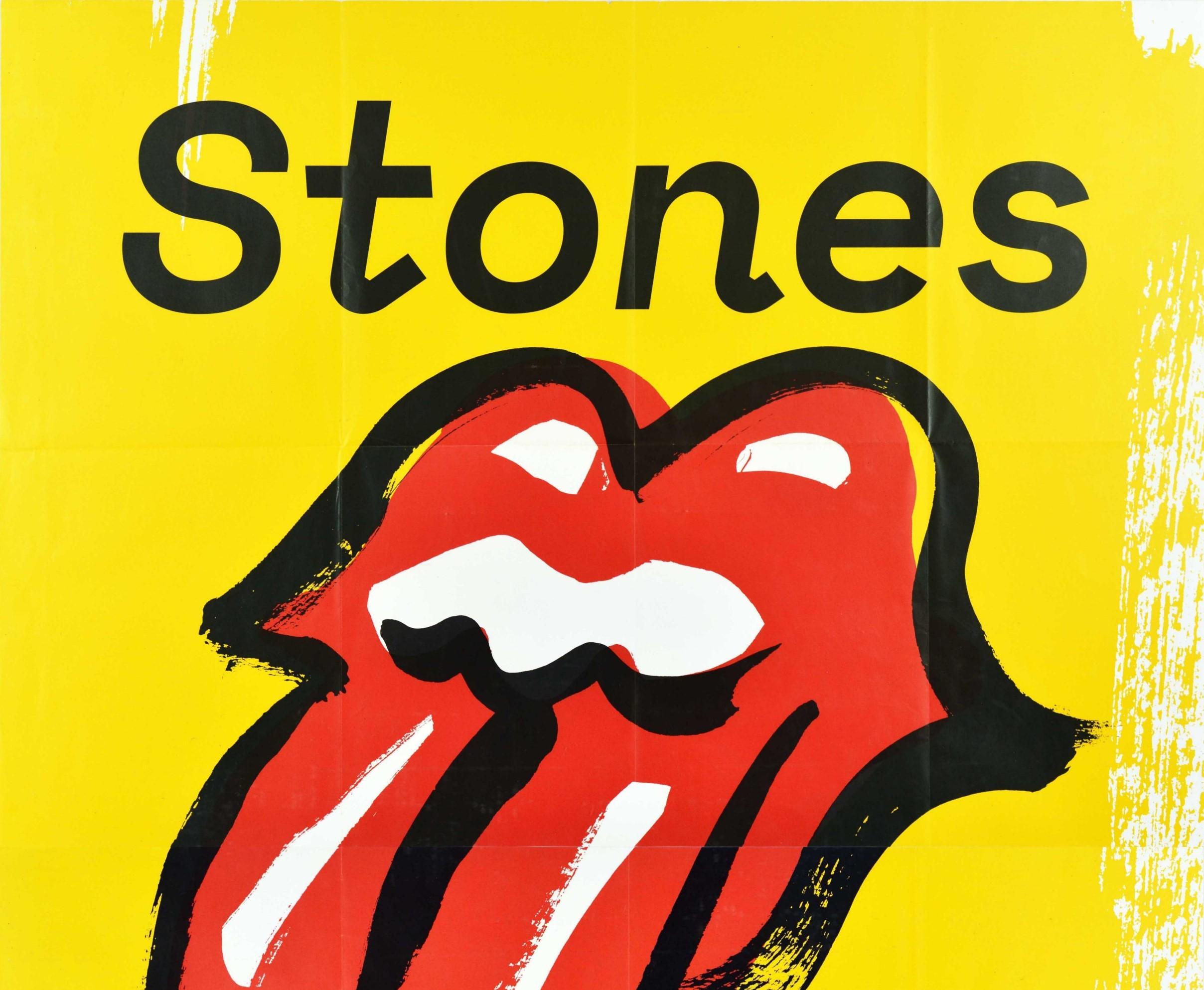Original Musik-Konzertplakat für die Rolling Stones No Filter Tour Europe 2017, das ihren Auftritt im Olympiastadion München am 12. September 2017 bewirbt. Es zeigt das ikonische Rolling Stones-Logo (auch bekannt als Hot Lips-Logo), das 1970 von dem