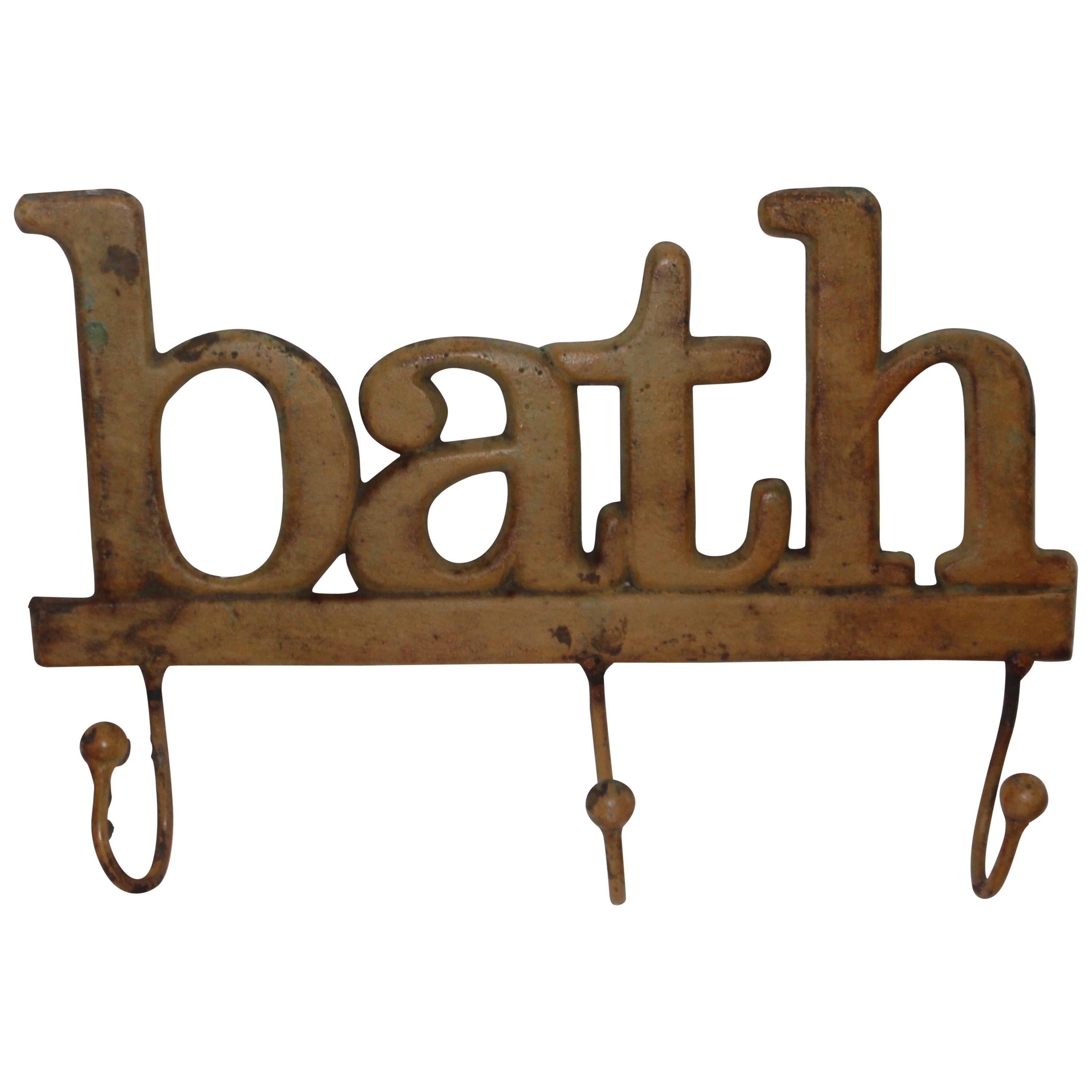 Original Mustard Painted 
BATH
 Peg Rack for Towels