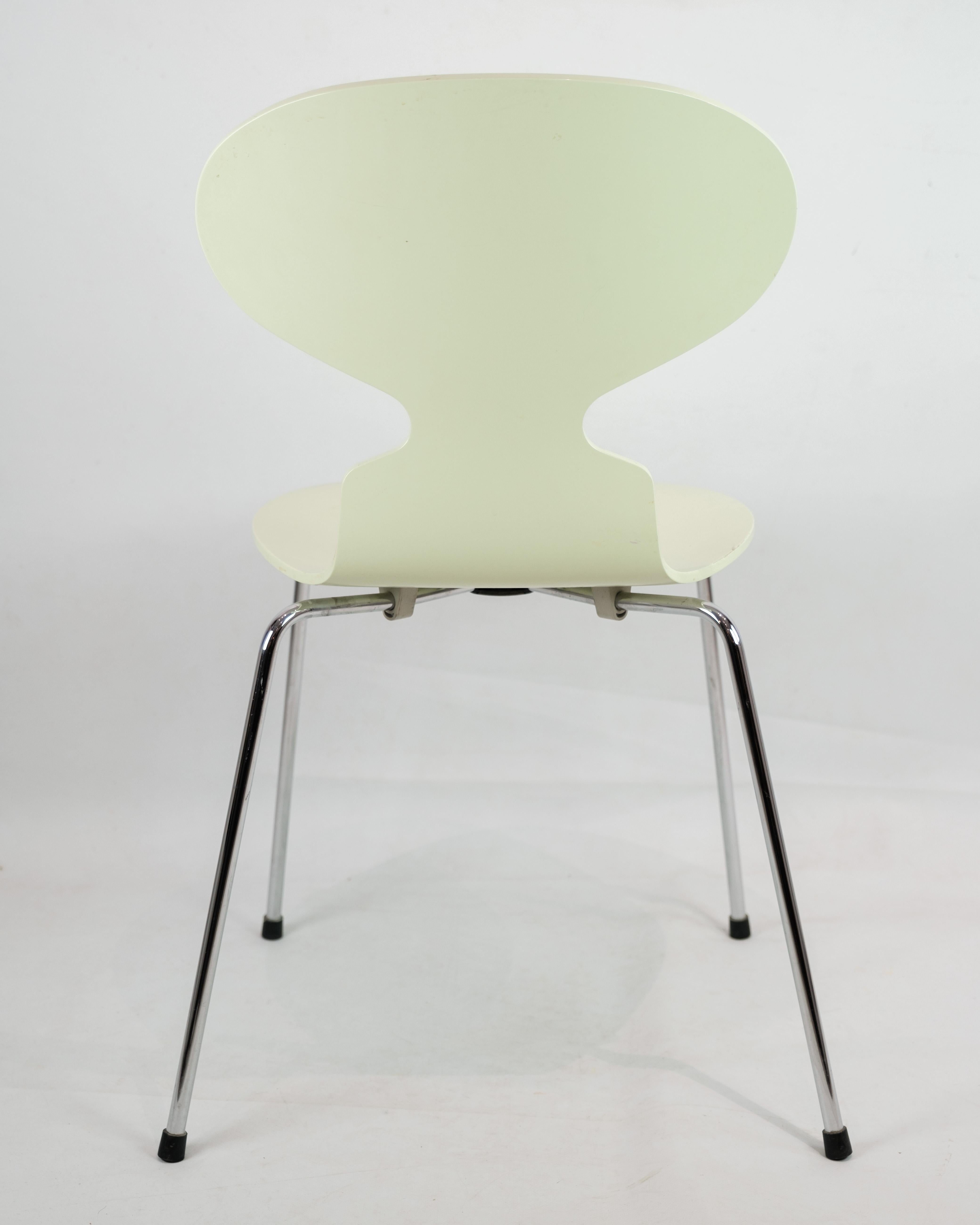 Chrome Original Ant Chairs Model 3101 In Pastel Green By Arne Jacobsen From 1970s For Sale