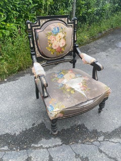 Original Napoleon III Armchair, Blackened