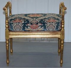 Original Napoleon III Gold-Leaf Painted Bergere Window Seat Bench, circa 1860
