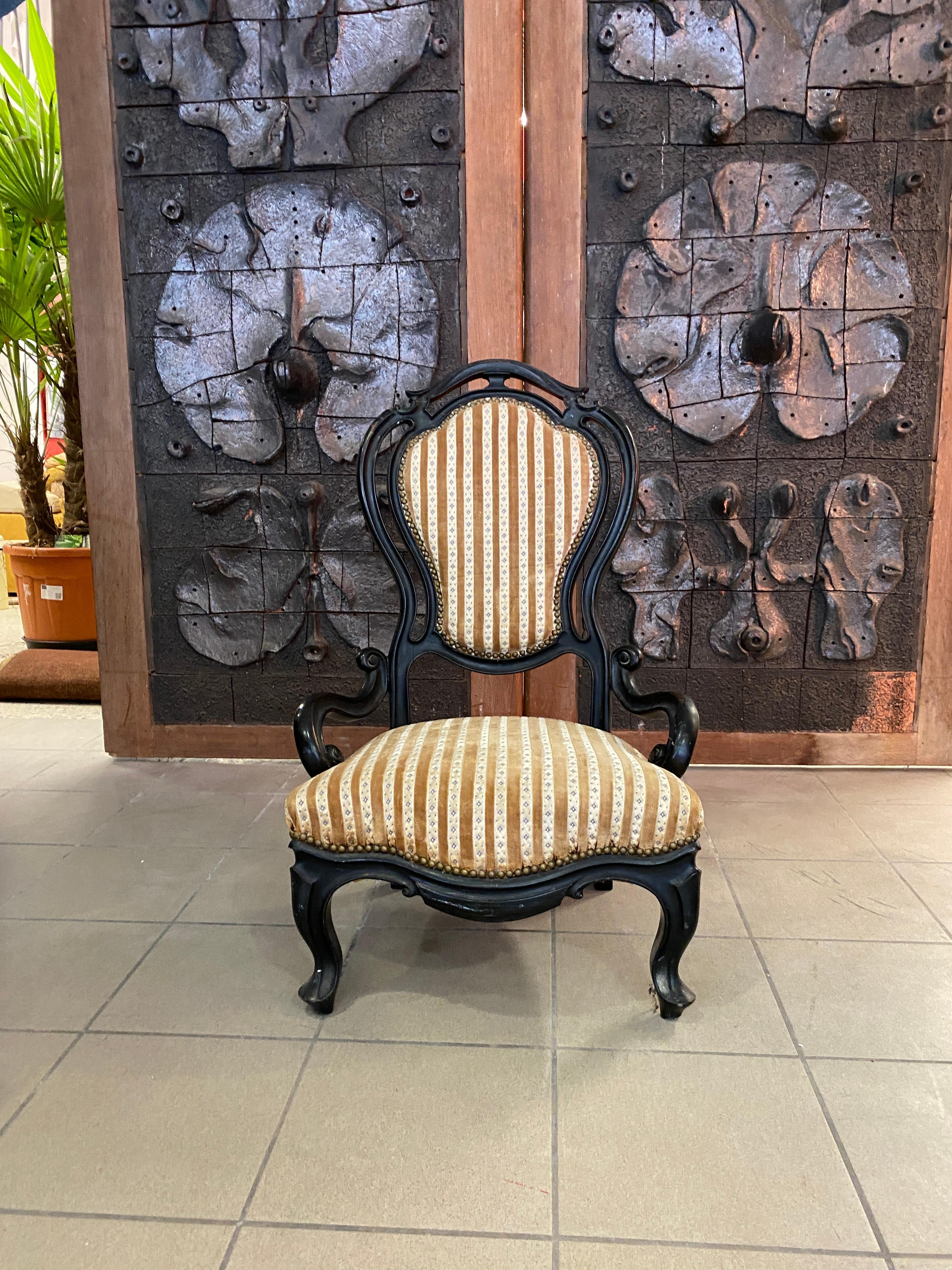 Original Napoleon III ebonized chair, France, 1850s.
  