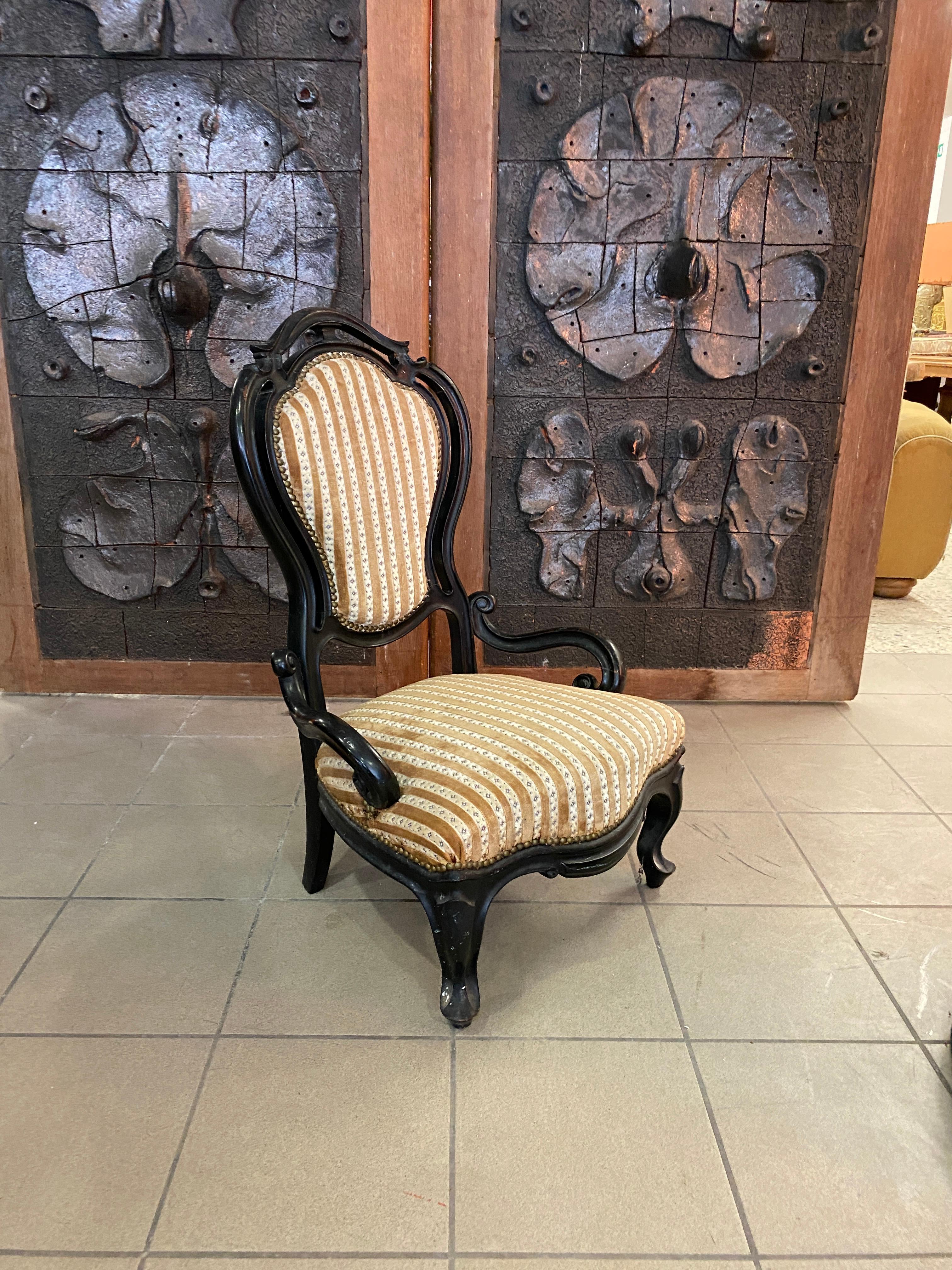 French Original Napoleon III Ebonized Chair, France, 1850s For Sale