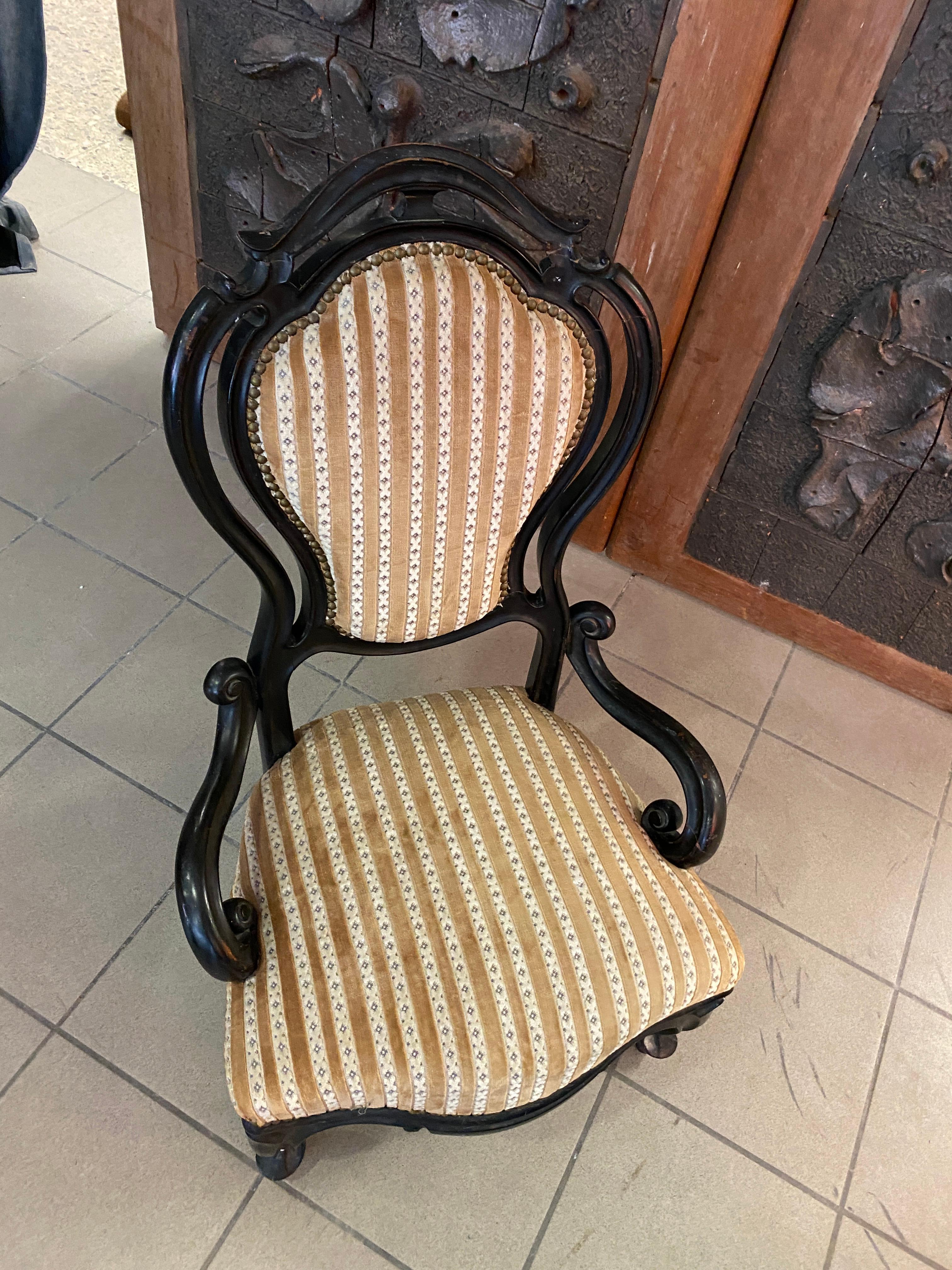 19th Century Original Napoleon III Ebonized Chair, France, 1850s For Sale