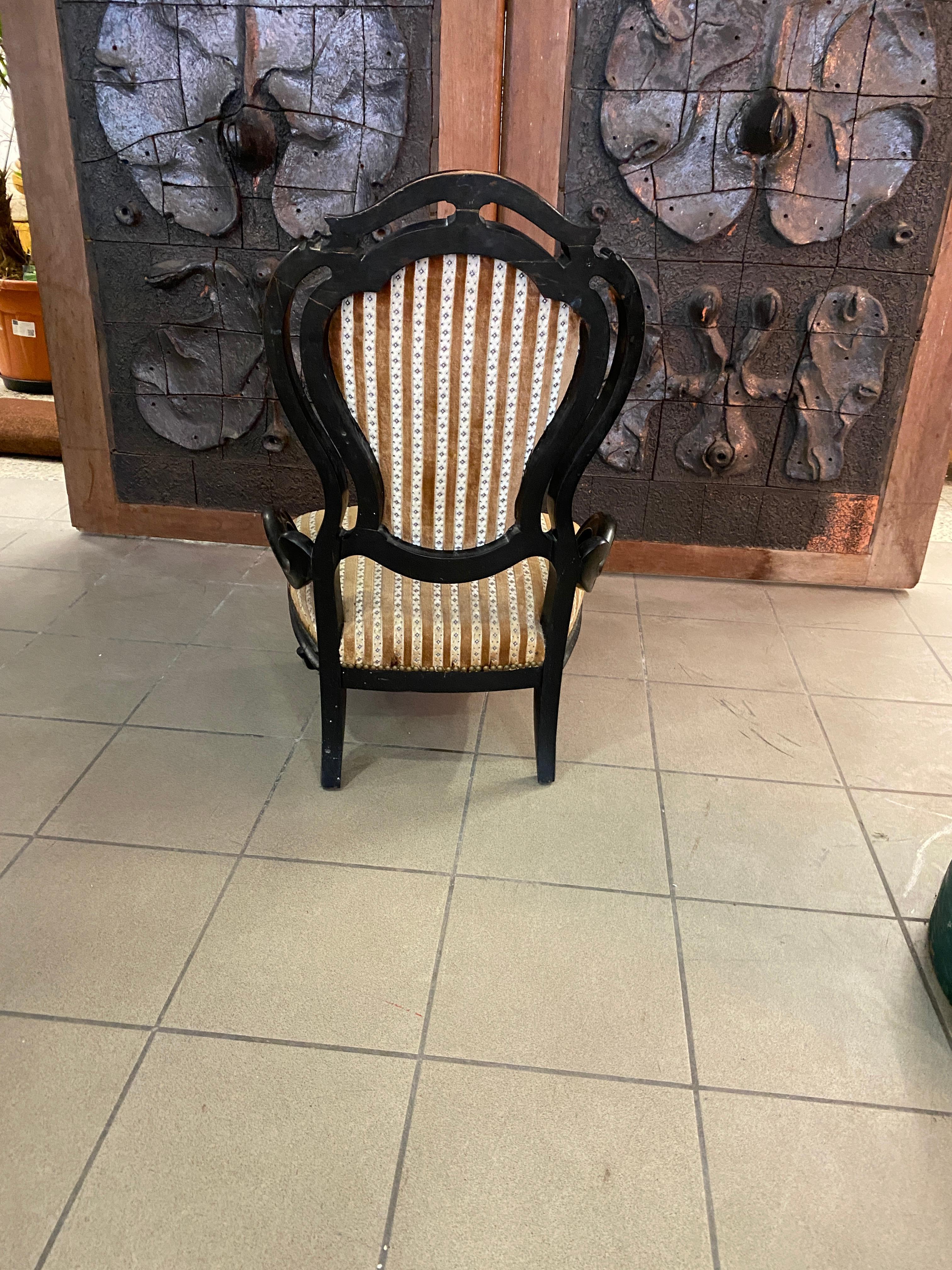 Wood Original Napoleon III Ebonized Chair, France, 1850s For Sale