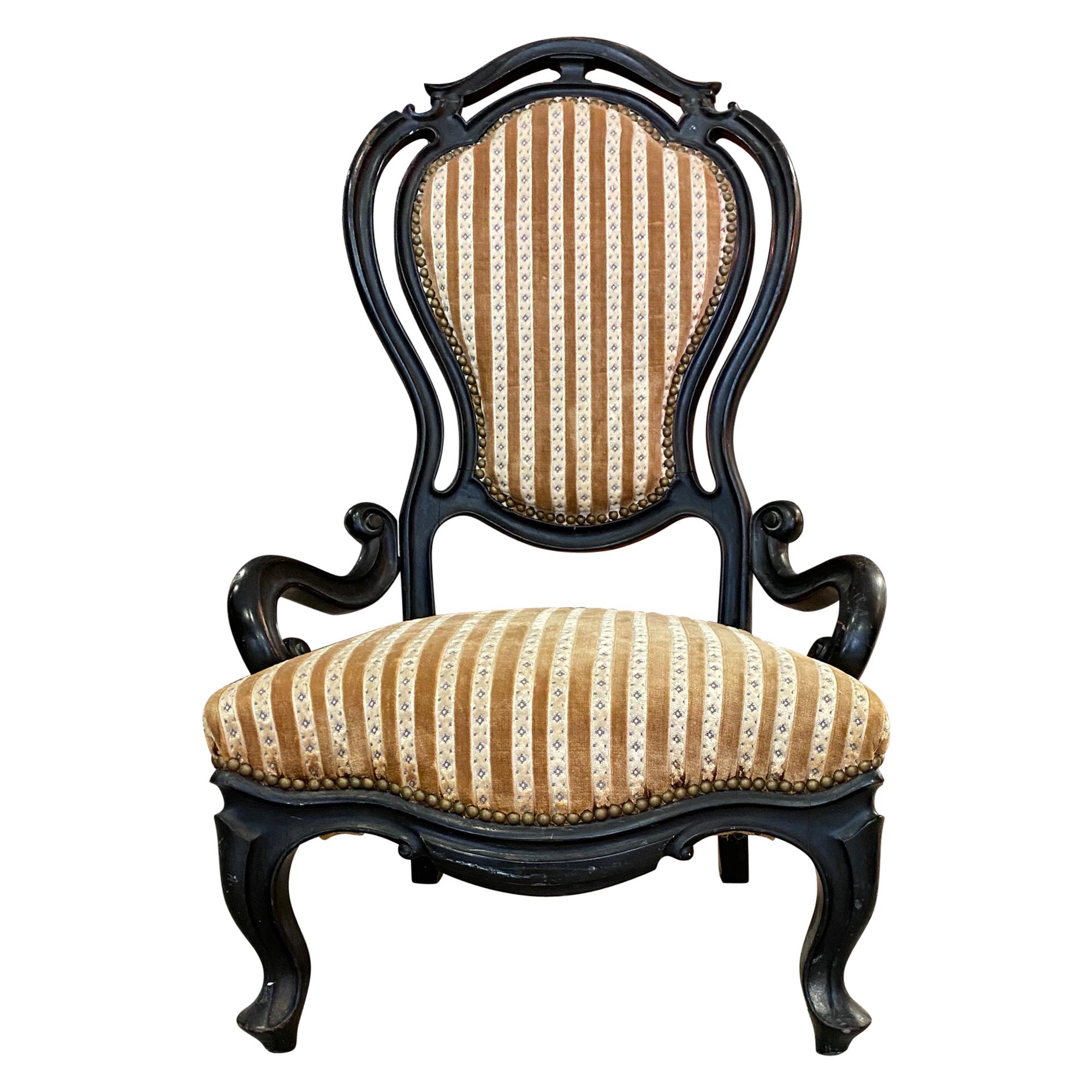 Original Napoleon III Ebonized Chair, France, 1850s