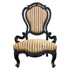 Chaise originale Napoléon III en bois d'ébène, France, années 1850